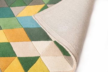 Wollteppich Prism, FLAIR RUGS, rechteckig, Höhe: 10 mm, aus 100% Wolle, mehrfarbig, geometrisches Muster, mit Hoch-Tief-Effekt