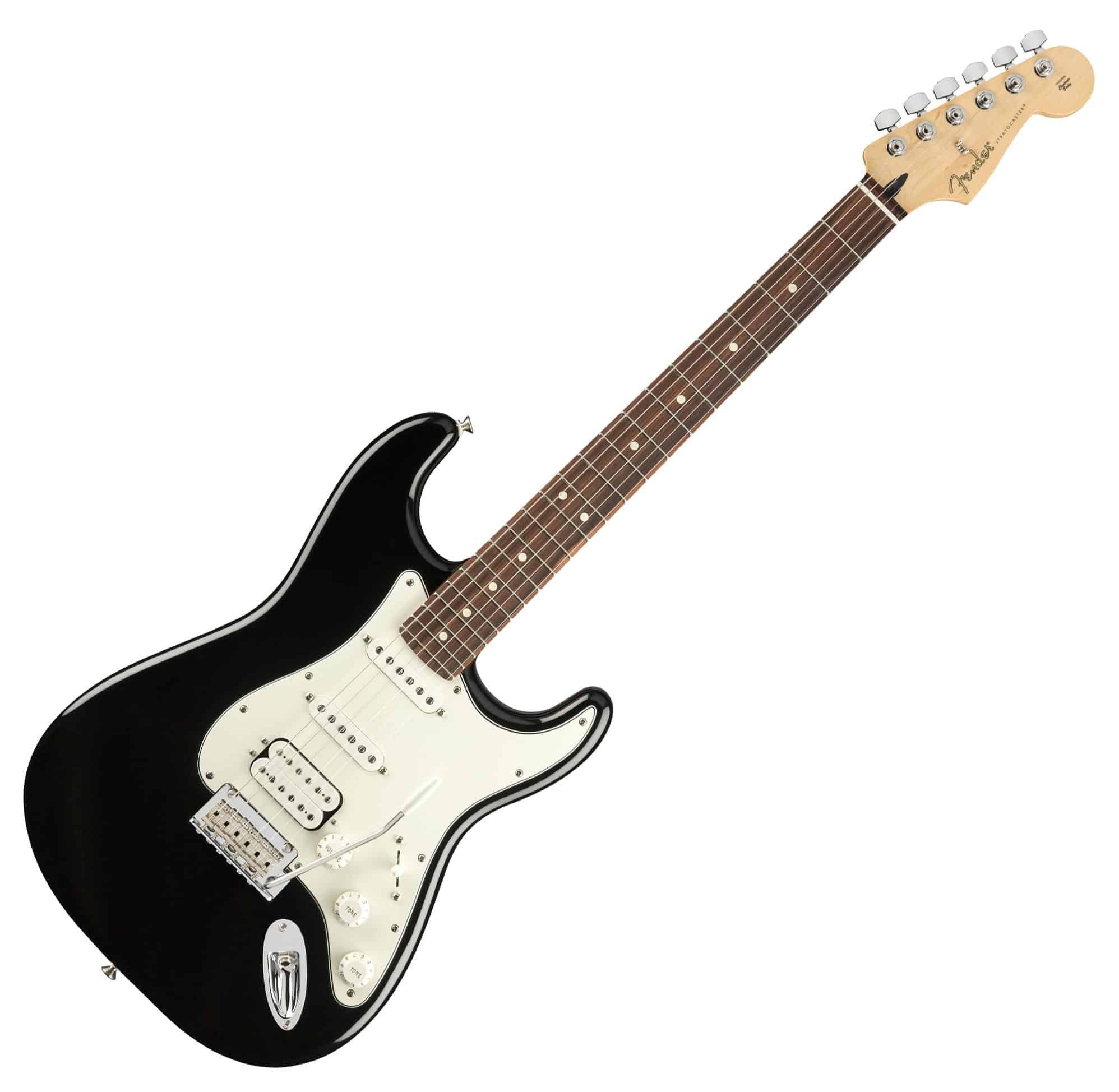 Fender E-Gitarre Player Stratocaster HSS PF Black, 6 Saiten & 2-Punkt-Tremolo