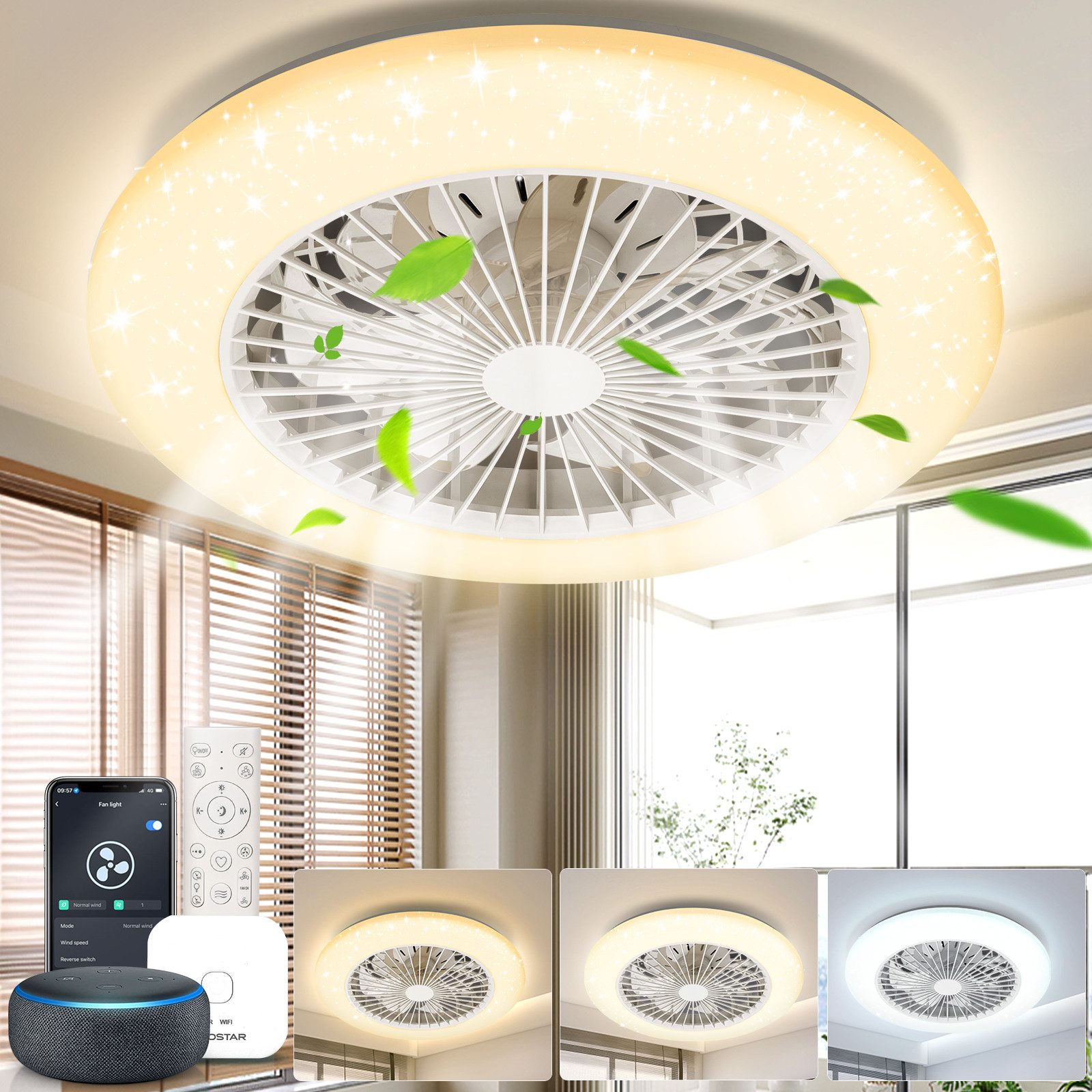 Aigostar Deckenventilator Smart Deckenventilator mit Alexa,4400LM, günstig online kaufen