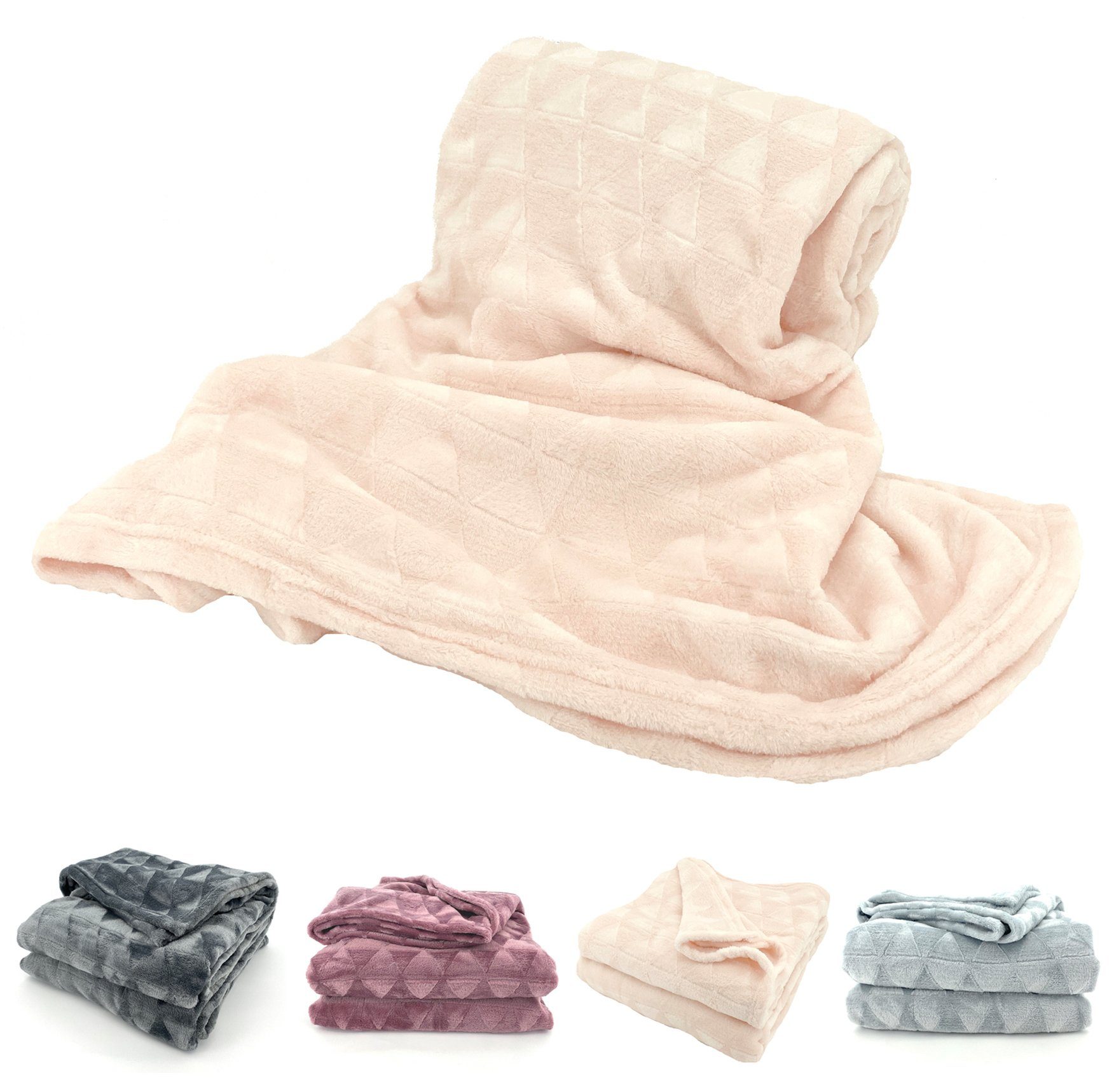 Wohndecke Soft Flanell Kuscheldecke Triangel Raute Sofadecke, heimtexland, günstig online kaufen