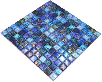 Mosani Mosaikfliesen Glasmosaik Mosaikfliese blau glänzend Bird