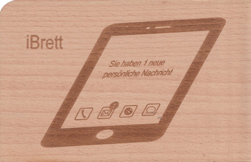 Postkarte Holzpostkarte "iBrett - Sie haben 1 neue persönliche Nachricht"