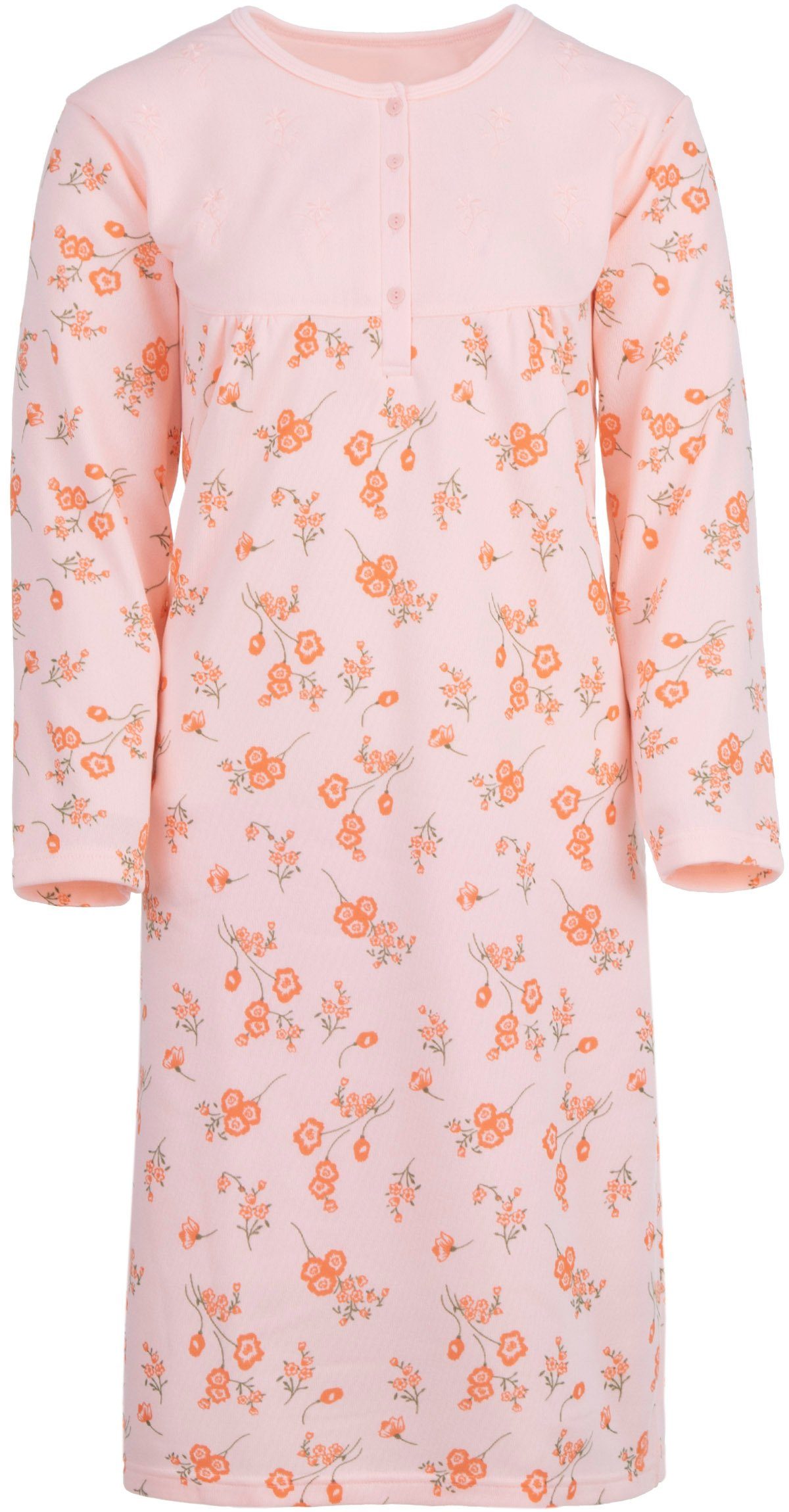 zeitlos Nachthemd Thermo Nachthemd - Blumen mit Stickerei apricot