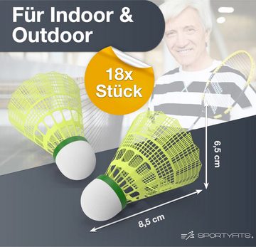 Sportyfits® Federball 18x Federbälle gelb Badmintonbälle für Training & Wettkampf Badminton (18x Federbälle)