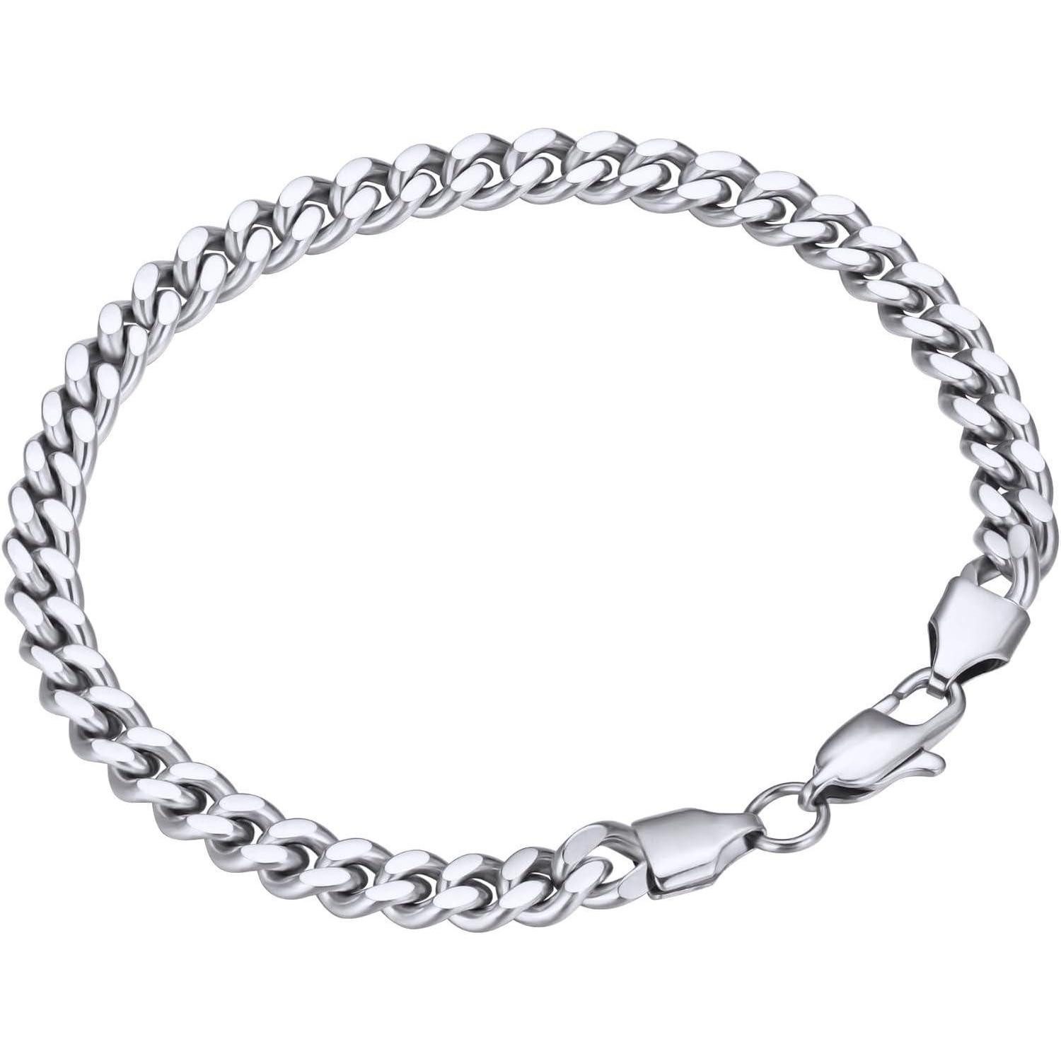 LuxusKollektion Panzerarmband Armband Herren 6mm 18Karat Vergoldet 6mm-Silbrig 22.86 Zentimeter