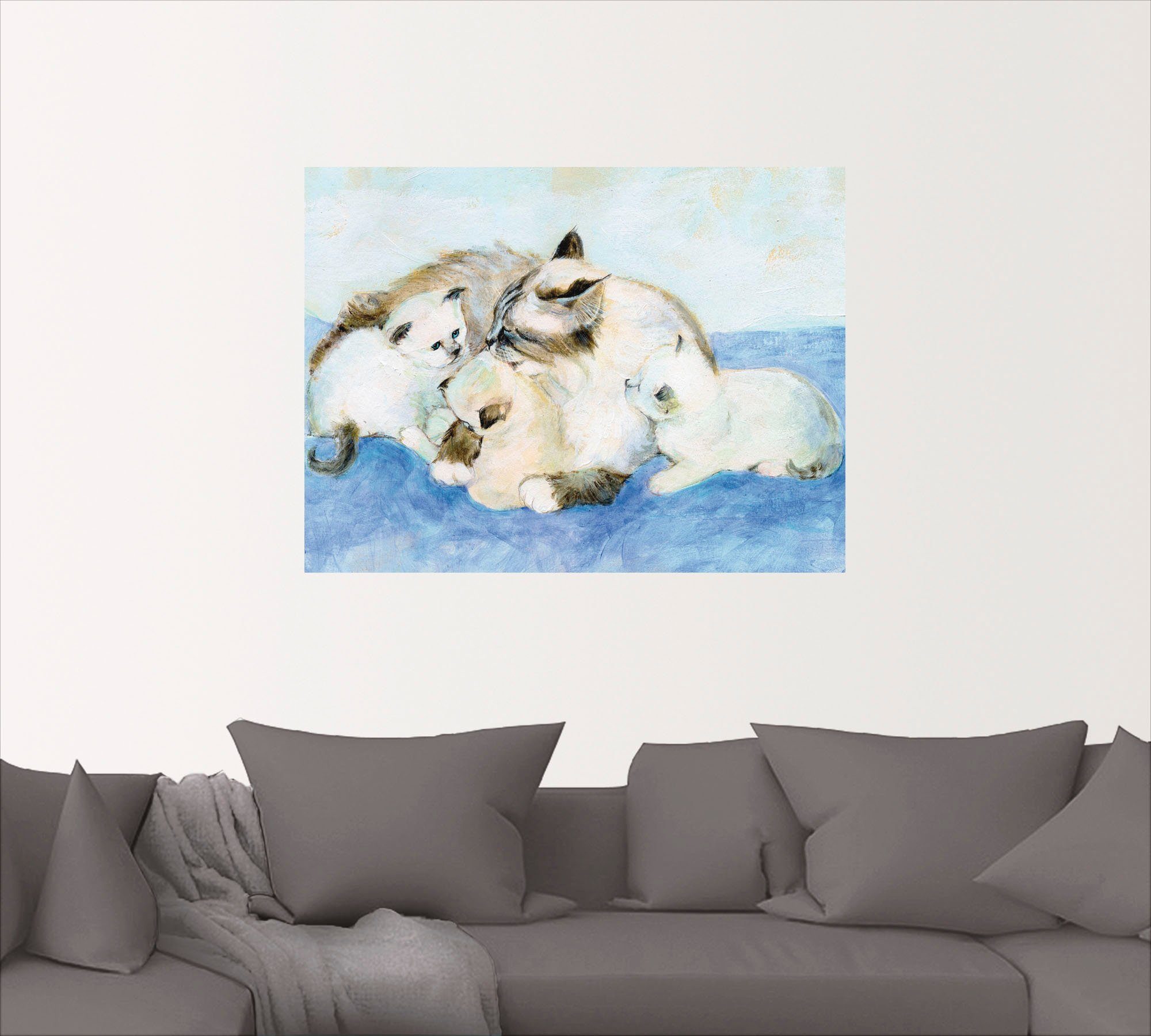 Artland Wandbild in versch. Poster Katzenfamilie, Leinwandbild, Wandaufkleber oder (1 St), Haustiere Größen als