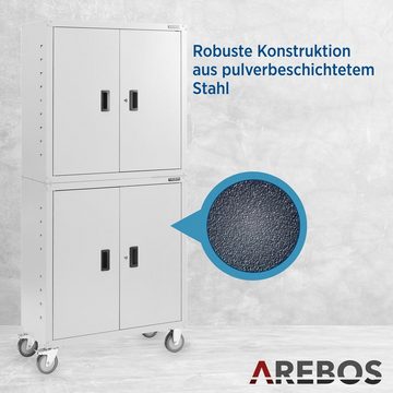 Arebos Aktenschrank Büroschrank, Grau, 195 x 40 x 90 cm, 2er Set, 4 Türen (Set)