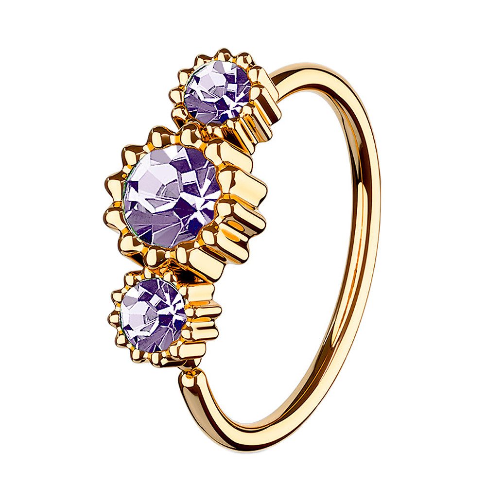 Taffstyle Nasenpiercing Nasenpiercing Universal Tragus Rosegold IP mit 3 Kristallen Tanzanite (Helix Orbital Brust Intim Piercing Ring Lippenbädchen Lippenpiercing), Ohr Ring Nasenpiercing Nasenring Nase Ohrpiercing Cartilage Tragus