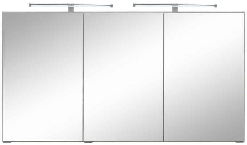 HELD MÖBEL Spiegelschrank "Trento", Badezimmerschrank, Badmöbel Breite 120 cm, mit 3D-Effekt, Spiegeltüren, inklusive LED-Beleuchtung