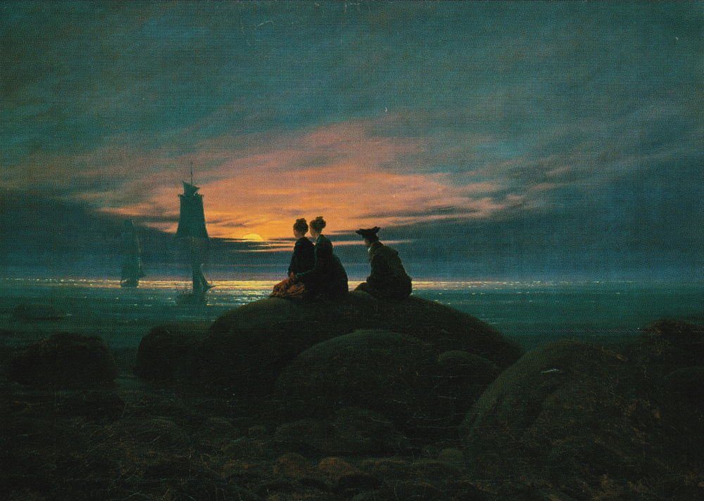 Postkarte Kunstkarte Caspar David Friedrich "Mondaufgang am Meer"