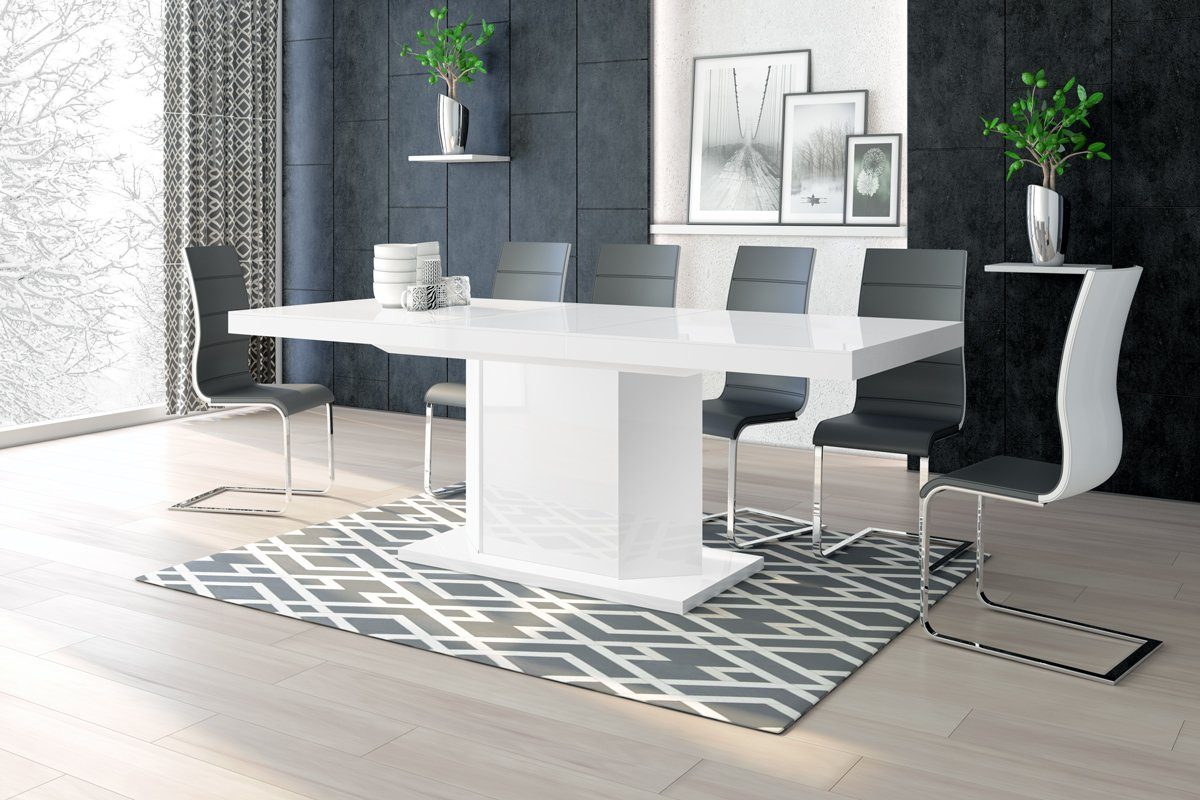 designimpex Esstisch »Design Esstisch Tisch HE-333 Weiß Hochglanz Stauraum  für Geschirr 160 bis 256 ausziehbar« online kaufen | OTTO