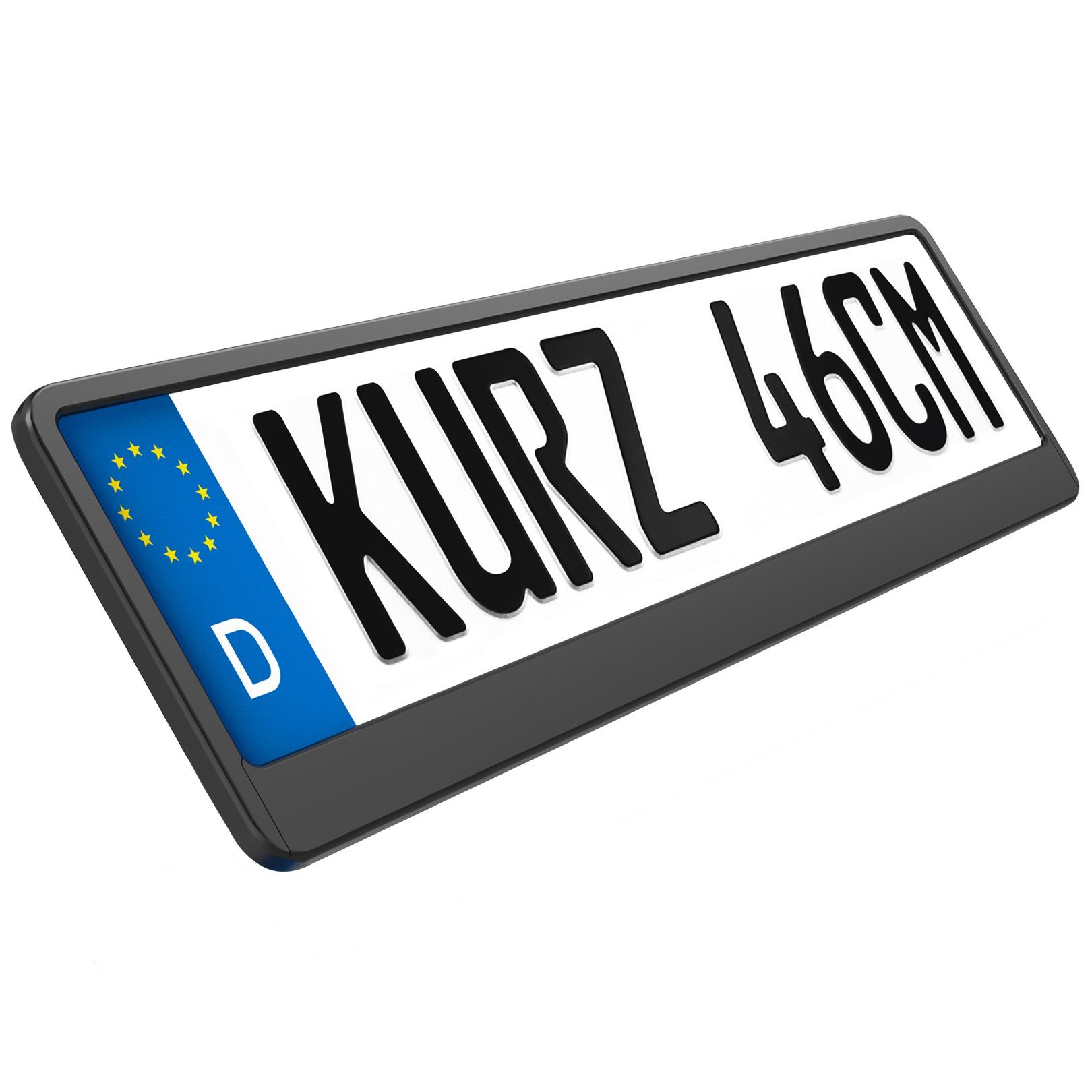 L & P Car Design Kennzeichenhalter für Auto 46 cm in schwarz für kurze Kennzeichen, (2 Stück)