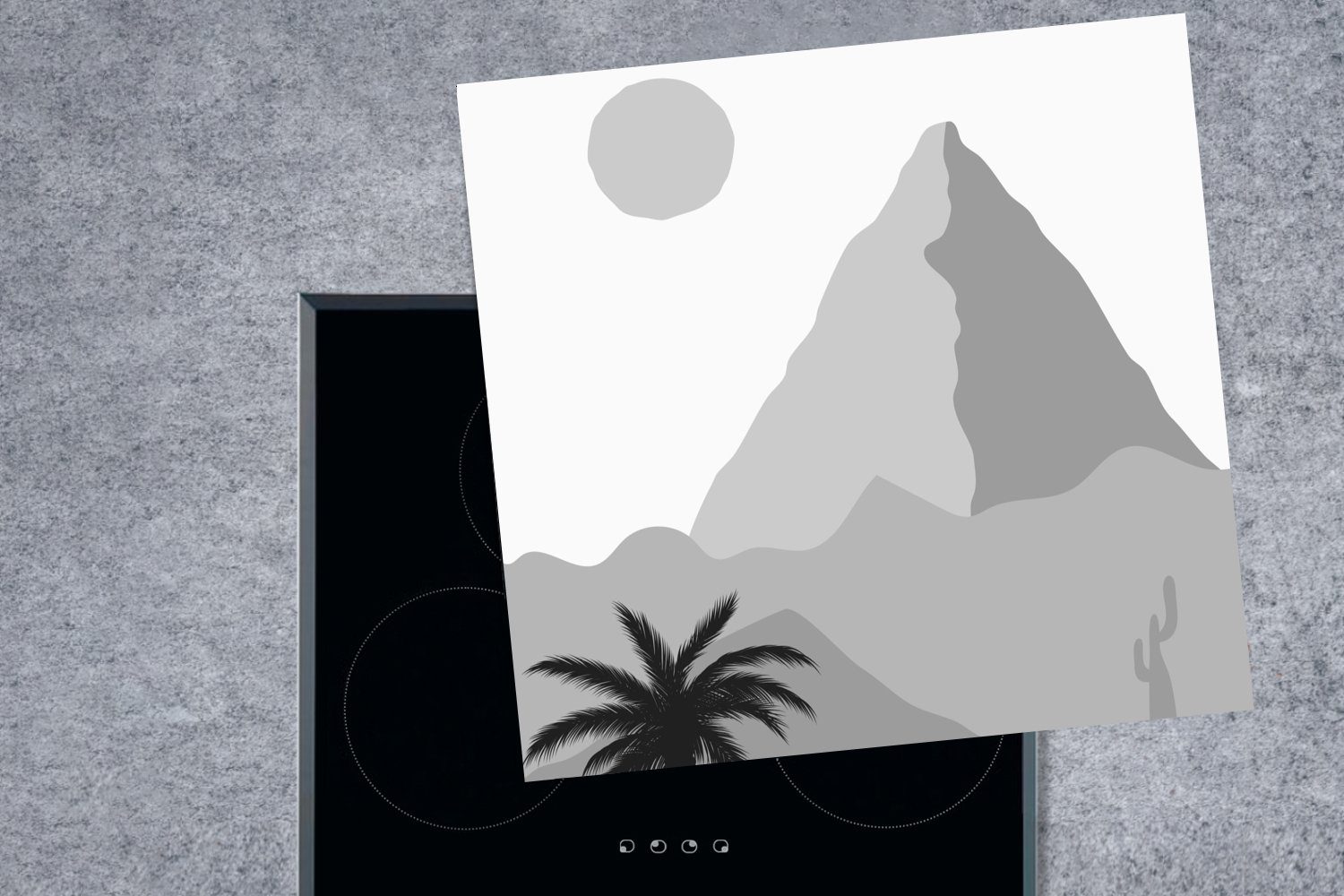 Pyramide Weiß, - cm, für Ceranfeldabdeckung, 78x78 Schwarz Vinyl, MuchoWow - (1 Herdblende-/Abdeckplatte - Arbeitsplatte küche tlg), Illustration