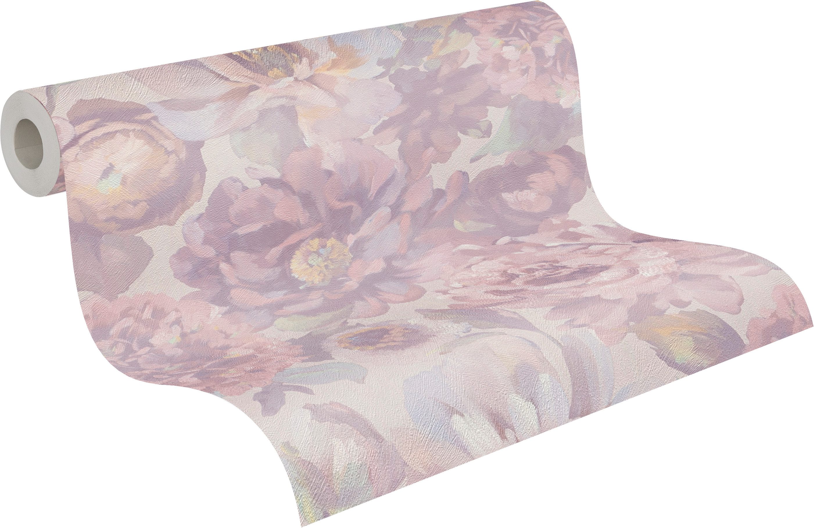 A.S. Création Vliestapete Trend Spectrum Peony – Opulente Pfingstrosen Vliestapete, strukturiert, floral, leicht glänzend, geblümt, (1 St), Opulente Pfingstrosen mit lebendiger Farbwirkung und Struktur