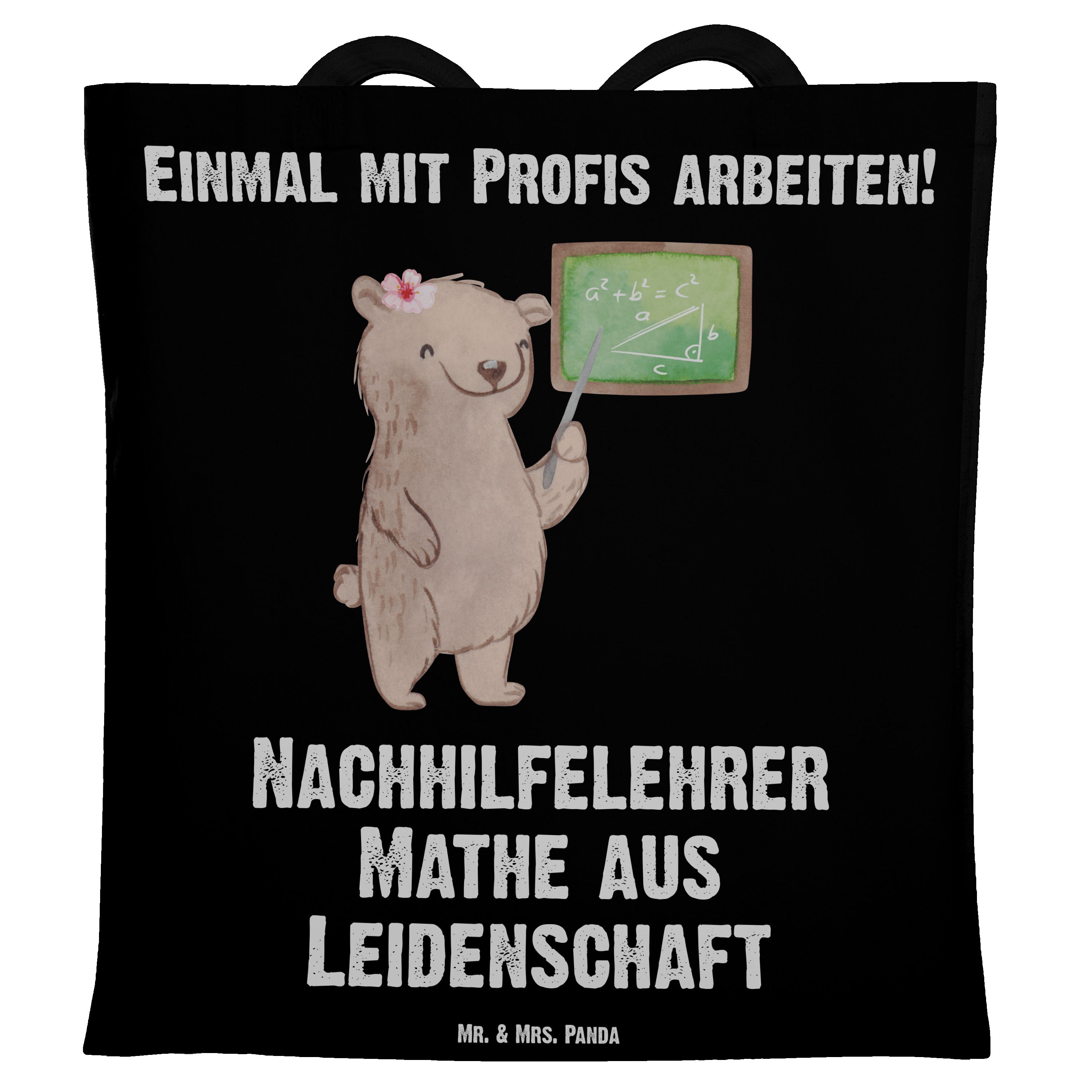 Geschenk, & Schwarz Mr. Mrs. Leidenschaft Jutebeut - Nachhilfelehrer Mathe aus Panda - (1-tlg) Tragetasche