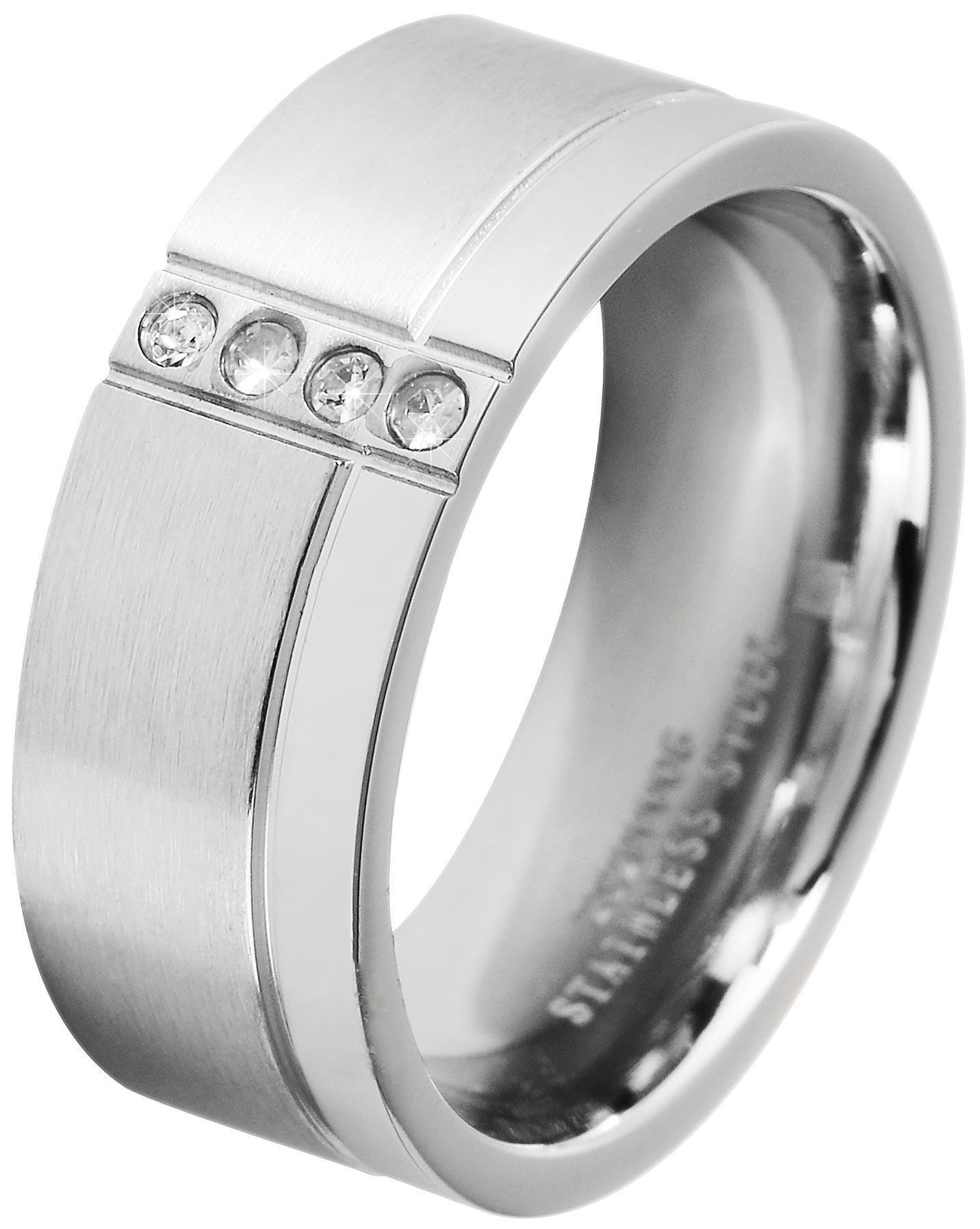 Adelia´s Fingerring Damen Ring aus Edelstahl mit Strass Steinchen günstig online kaufen