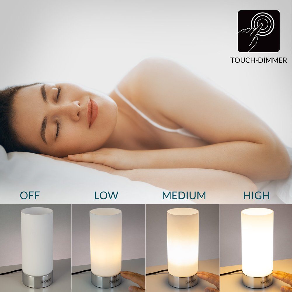 monzana Nachttischlampe 2er Set Golau, Nachttischlampe, 2er Set LED Touch Dimmbar Schlafzimmer Wohnzimmer Tischlampe Leuchte