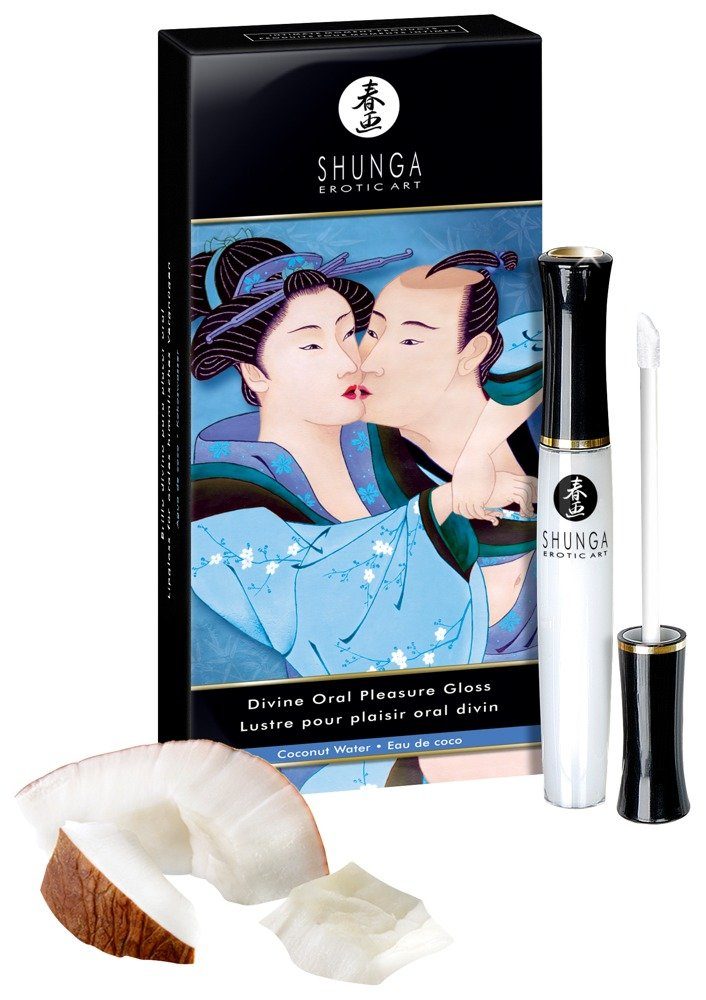 Divine Pleasure SHUNGA Oral Lipgloss Water 10 Coconut ml, Shunga wärmend kühlend, Prickelnd, Gloss -