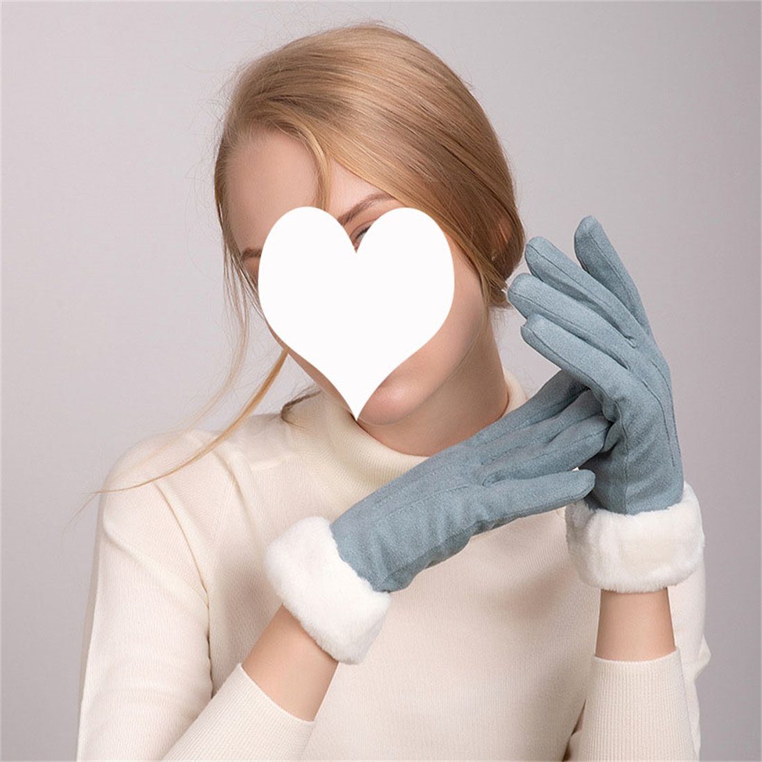 Plüsch Touchscreen warme Handschuhe Handschuhe, Fleecehandschuhe DÖRÖY Kunstfell blau Damenmode