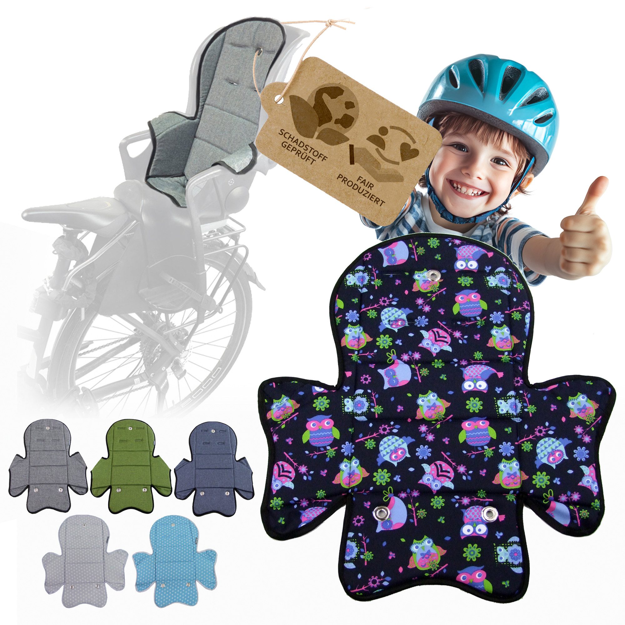 BambiniWelt by Rafael K. Fahrradkindersitz Ersatzbezug Sitzkissen für Fahrradsitz kompatibel mit Römer Jockey M5, ab: 9 Monate, bis: 5 Jahre