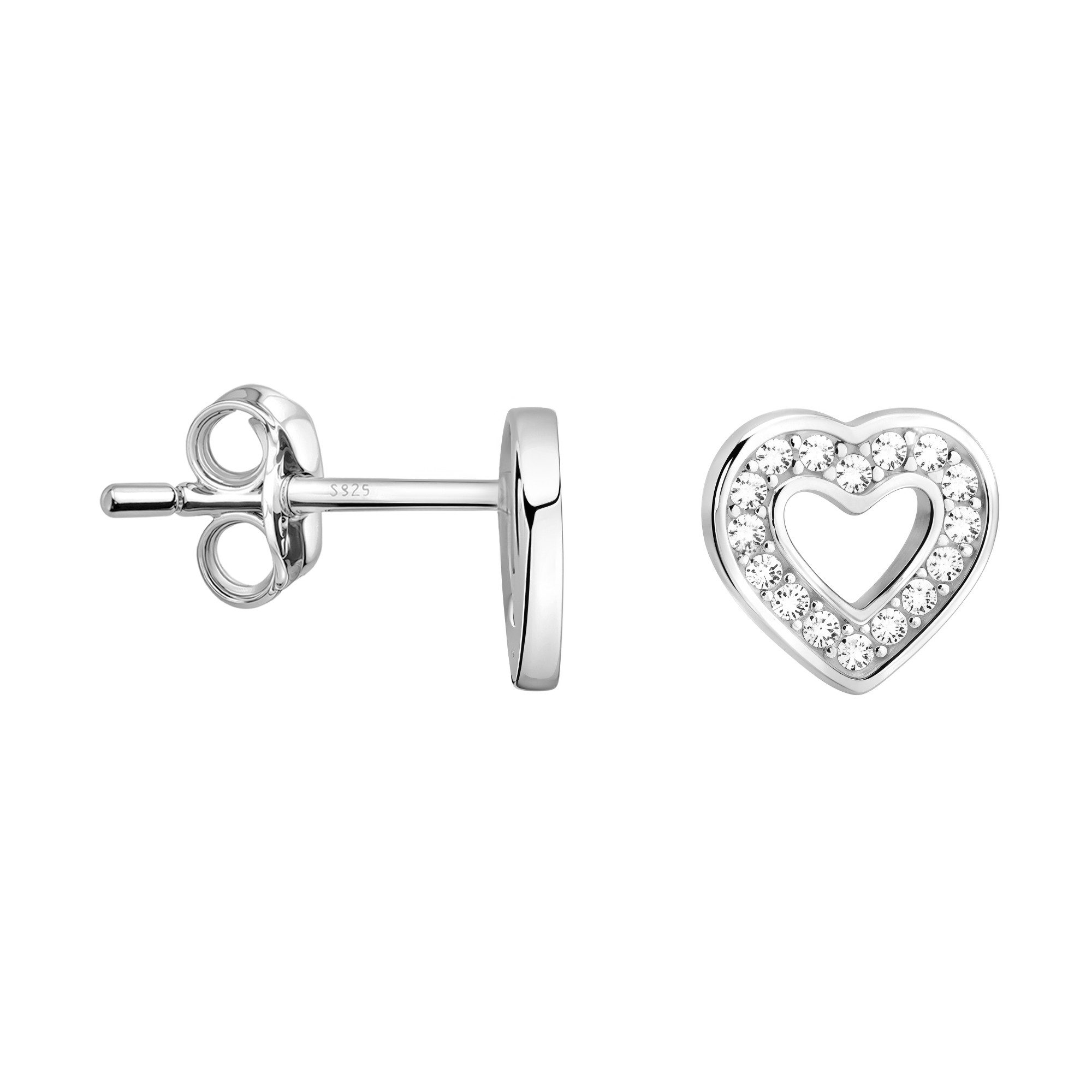 Sofia Milani Paar Ohrstecker Herz, 925 Silber Damen Schmuck - E0995
