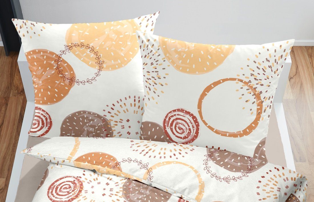 sister s. Bettwäsche Biber Bettwäsche-Set PUSTEBLUME made in GERMANY, Biber, 2 teilig, kuschelig weich & warm, runde Formen Trendfarben nachhaltig produziert