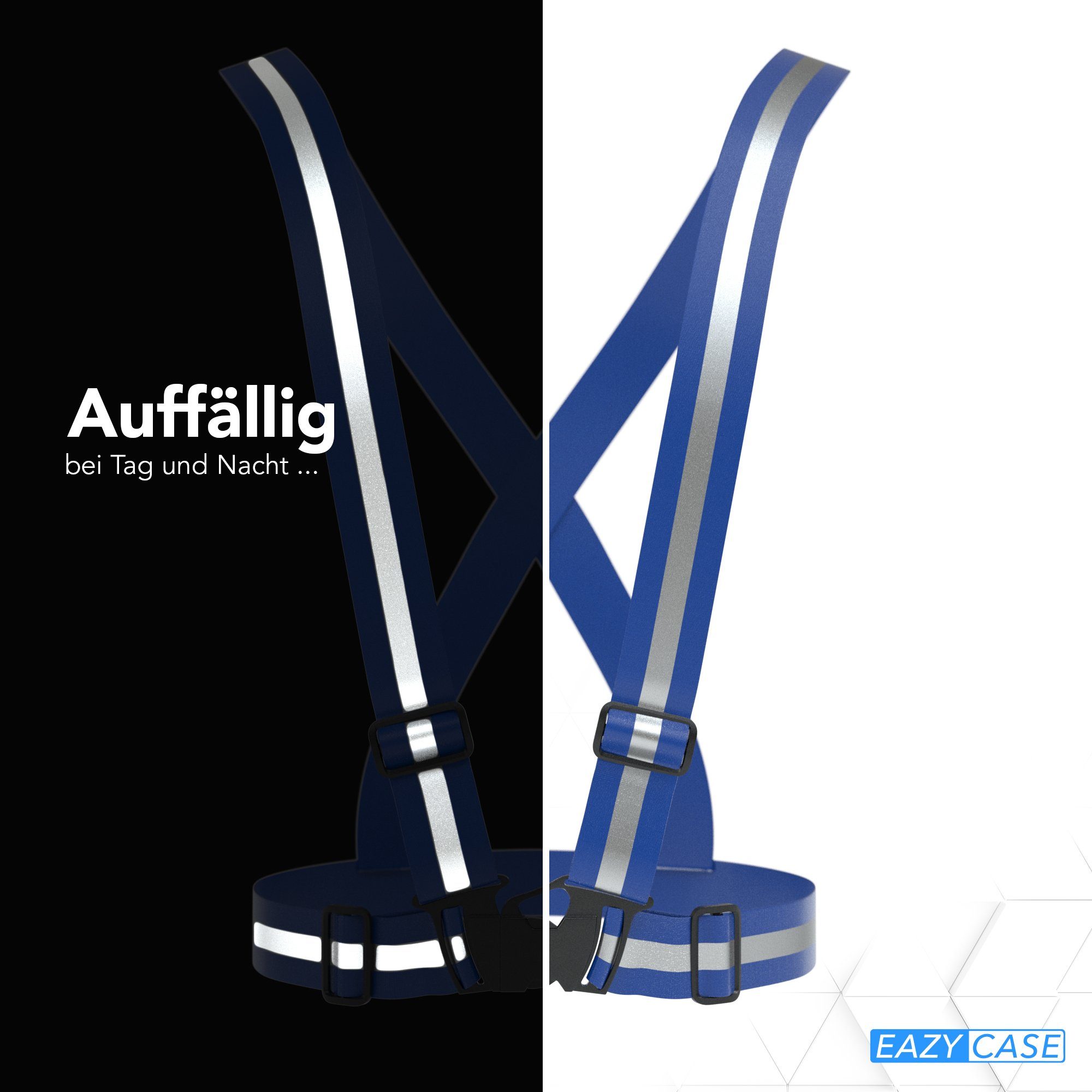 EAZY CASE Warnweste Universal Warnweste mit Schnalle Uni Reflektorweste Joggen flexibel reflektierend Mann Leuchtweste Blau
