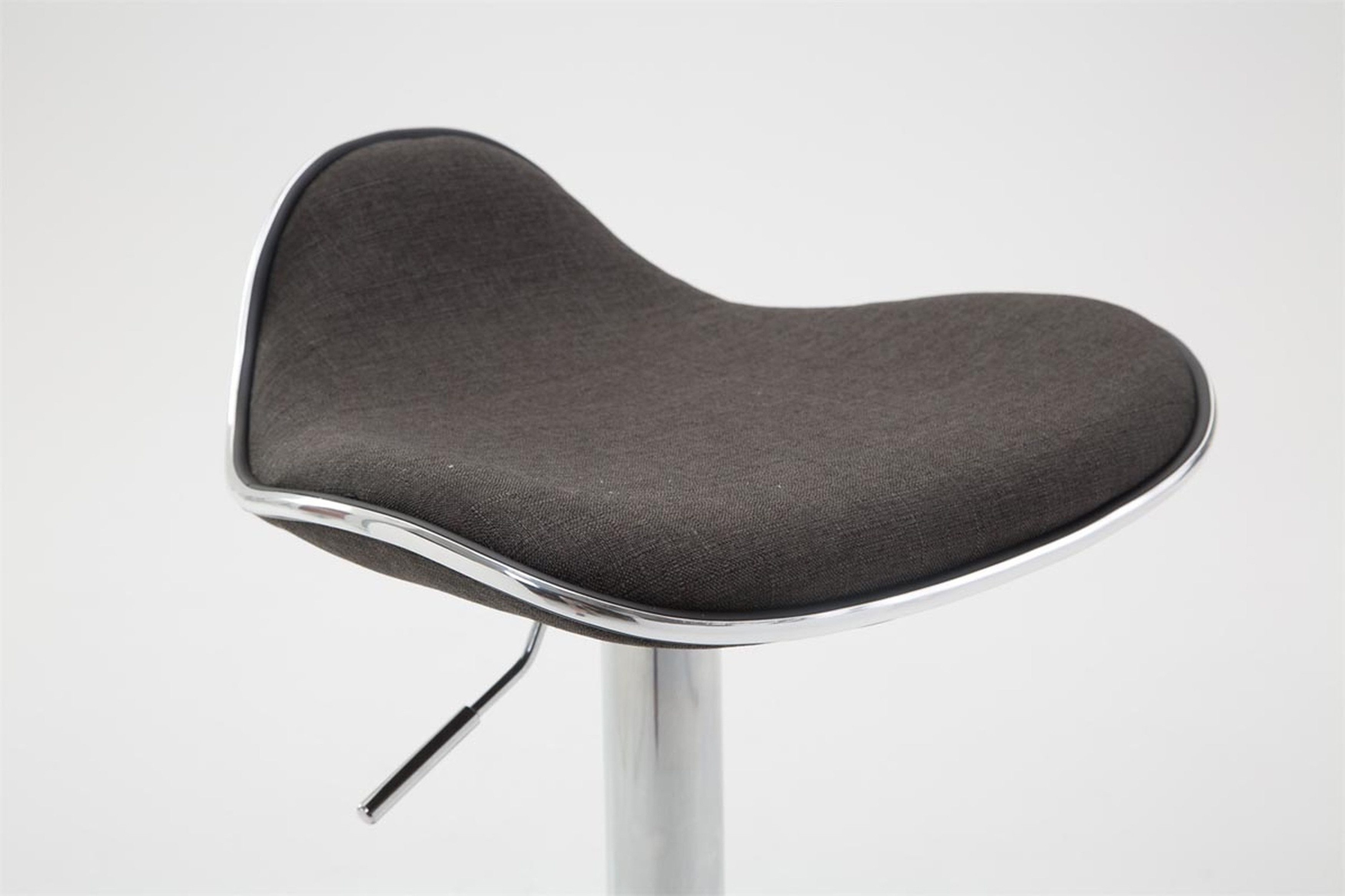 TPFLiving Barhocker höhenverstellbar (Barstuhl - Thekenhocker - Hocker für Küche - Tresenhocker), 360° drehbar - chromfarbener Stahl - Sitzfläche: Stoff Dunkelgrau