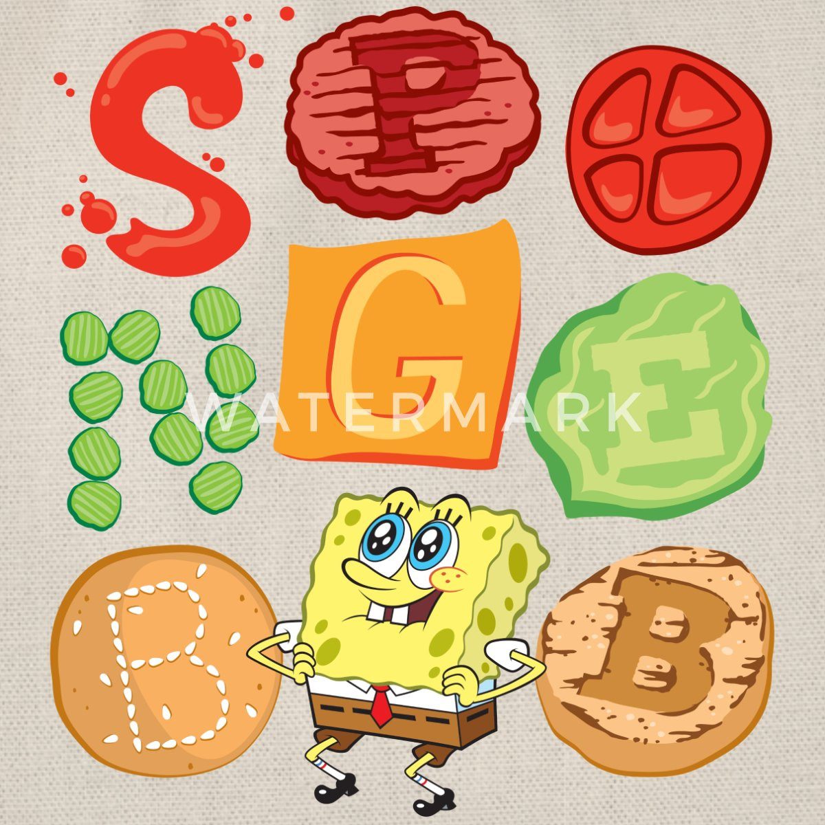 Spreadshirt Turnbeutel Spongebob Schwammkopf Burger Zutaten Design Turnbeutel (1-tlg)