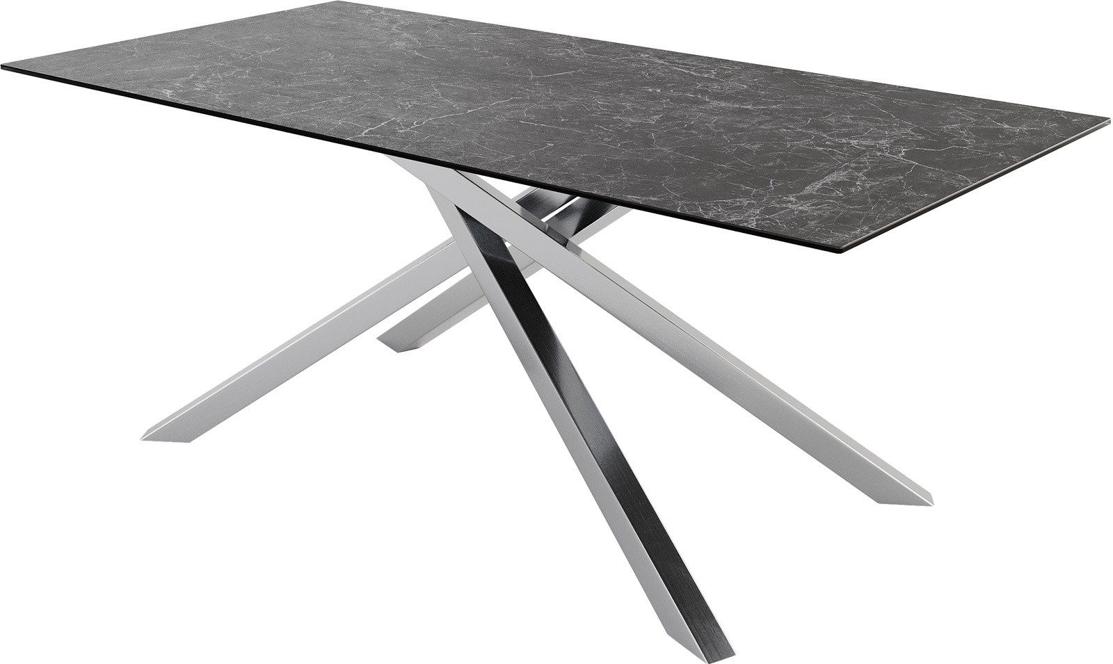 DELIFE Esstisch Edge, 200x100 cm Keramik Laminam® Nero Greco Anthrazit Kreuzgestell Rechteck