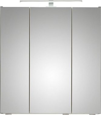 Saphir Spiegelschrank Quickset 357 Badschrank, 3 Spiegeltüren, 6 Einlegeböden, 65 cm breit inkl. LED-Beleuchtung, Türdämpfer, Schalter-/Steckdosenkombination