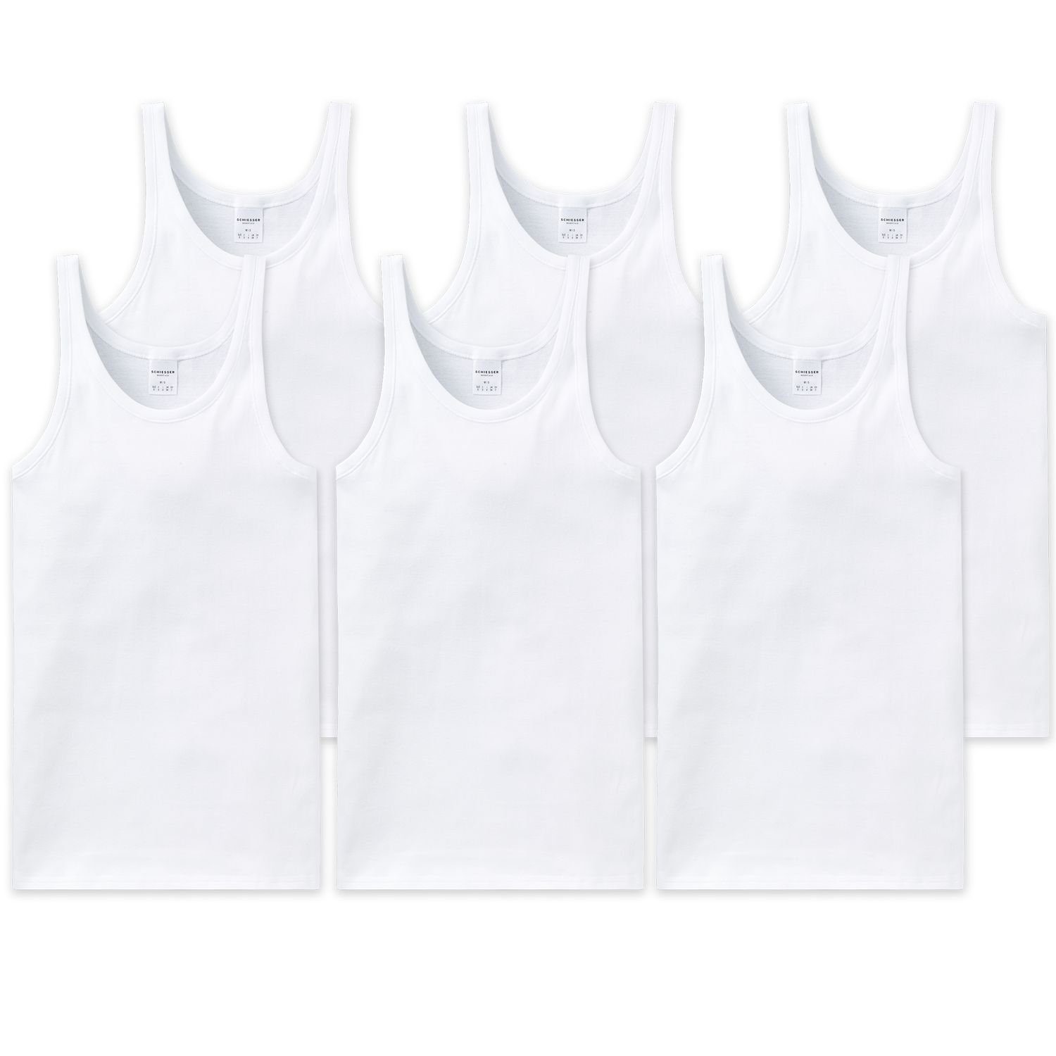 Unterhemd Basic Top-Markenqualtiät schlichtes in weiß x (3-St) Basic-Unterhemd 6 Schiesser