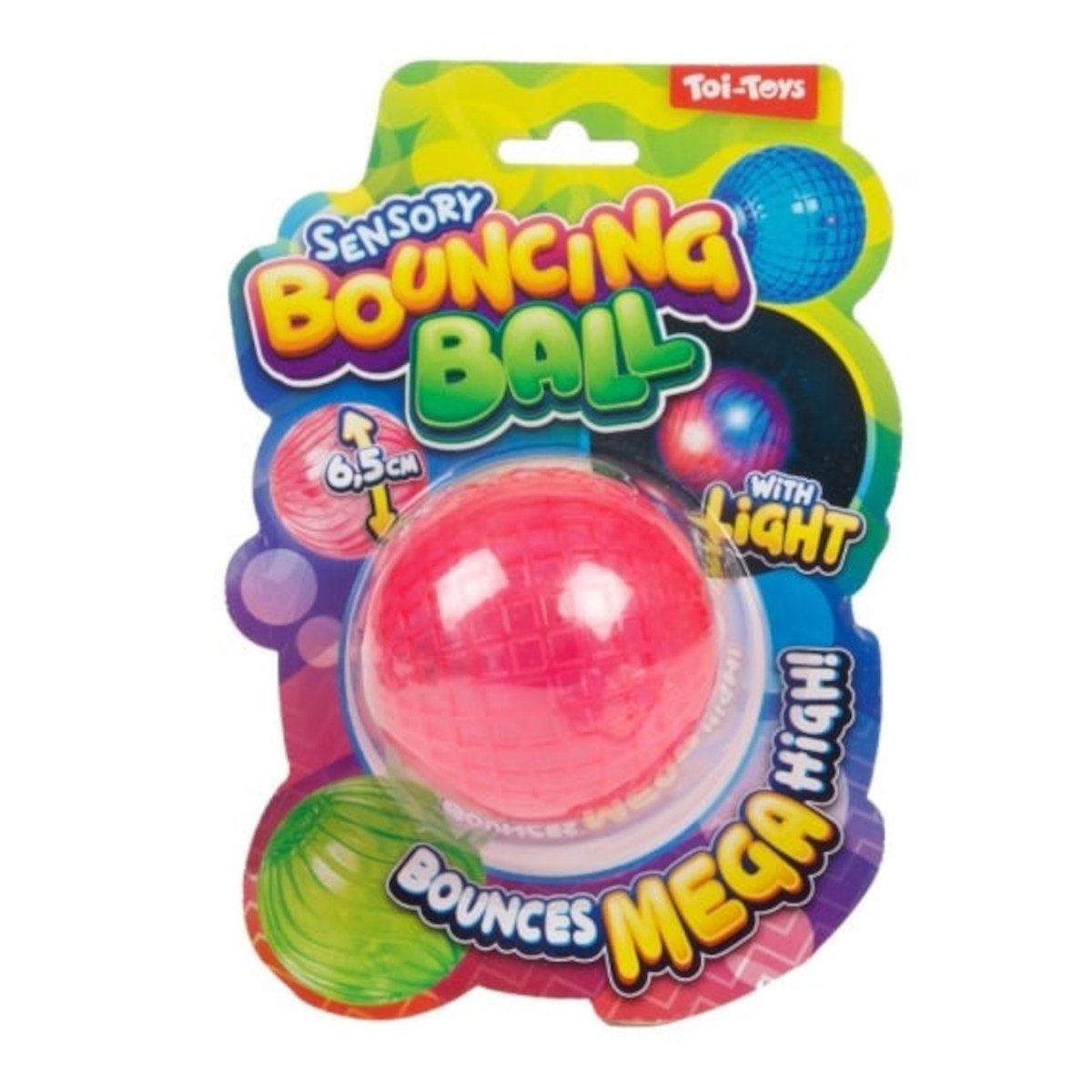 Toi-Toys Spielball Sensorischer Flummi mit Licht 6,5 cm Springball für Kinder, leuchtet