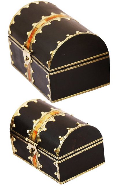 Marrakesch Orient & Mediterran Interior Holzkiste 2er SET Orientalische kleine Aufbewahrungsbox mit Deckel Bibni 20cm, Handarbeit