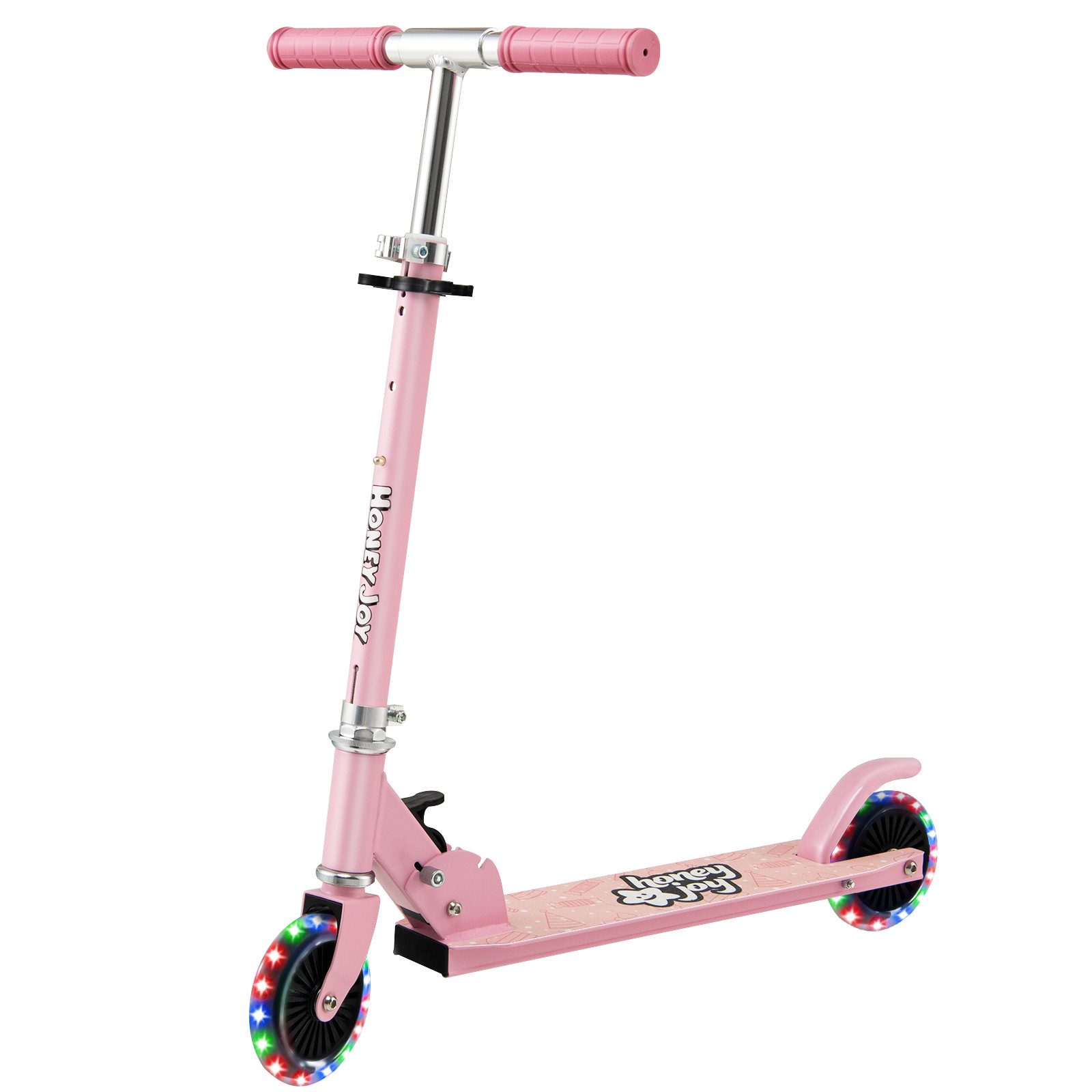 COSTWAY Cityroller Kinder Scooter, höhenverstellbar, klappbar, mit 2 LED Räder