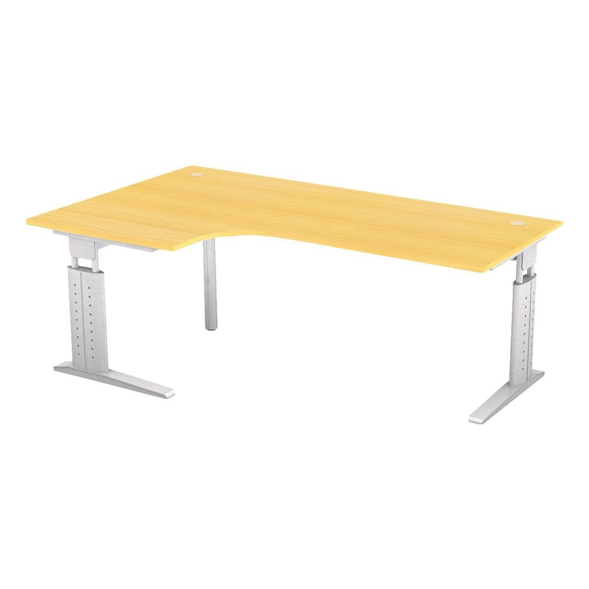 Otto Office Premium  Office Premium Eckschreibtisch  Office Line III, 90°, Breite 200 cm, höhenverstellbar von 68-86 cm, C-Fuß Buche/silber | silberfarben