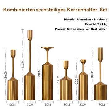 Welikera Kerzenhalter Stilvolles 6-teiliges Set europäischer Metall-Kerzenleuchter,Golden