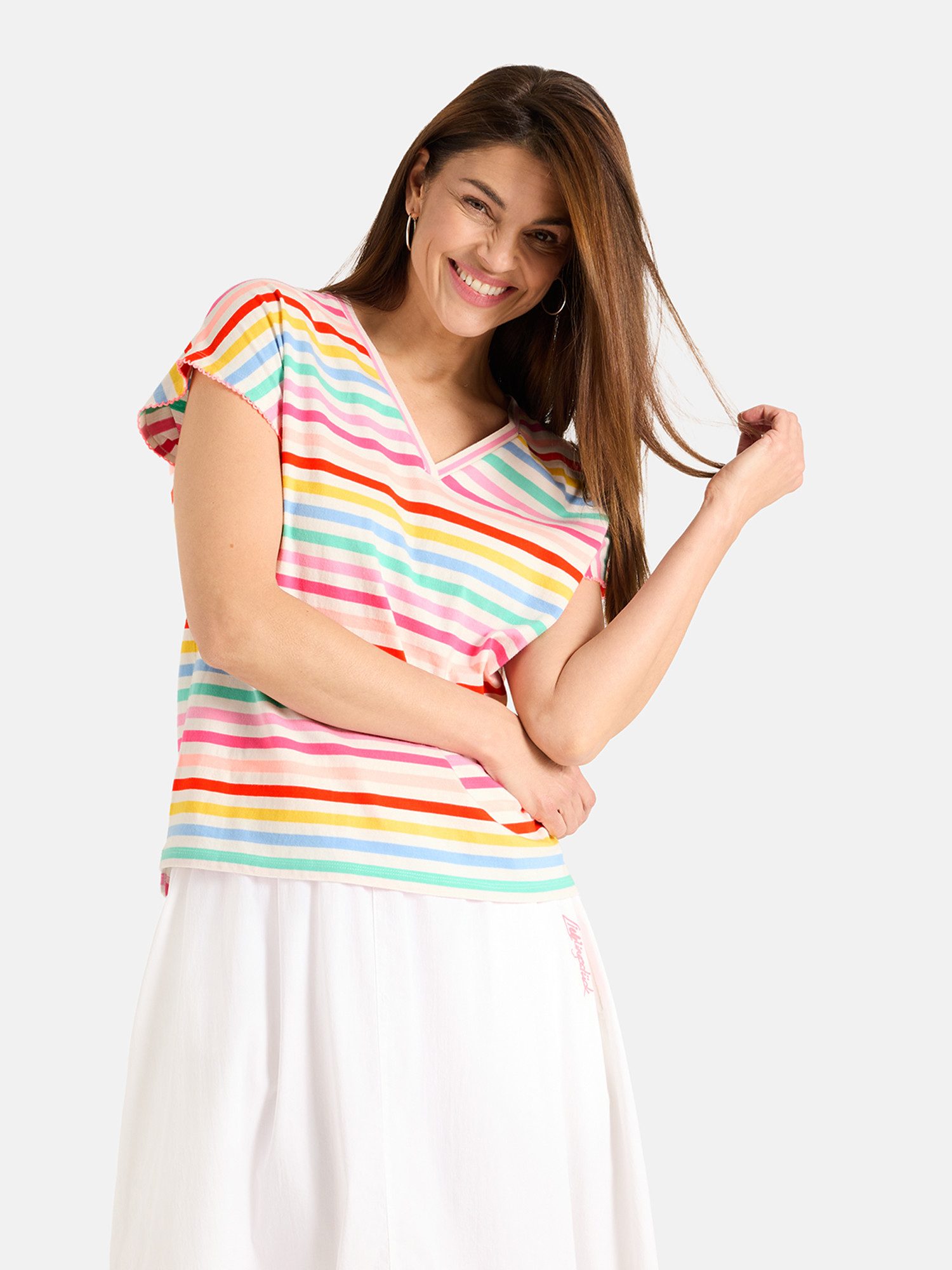 Lieblingsstück T-Shirt HeleneL mit V-Ausschnitt, Ärmeldetails