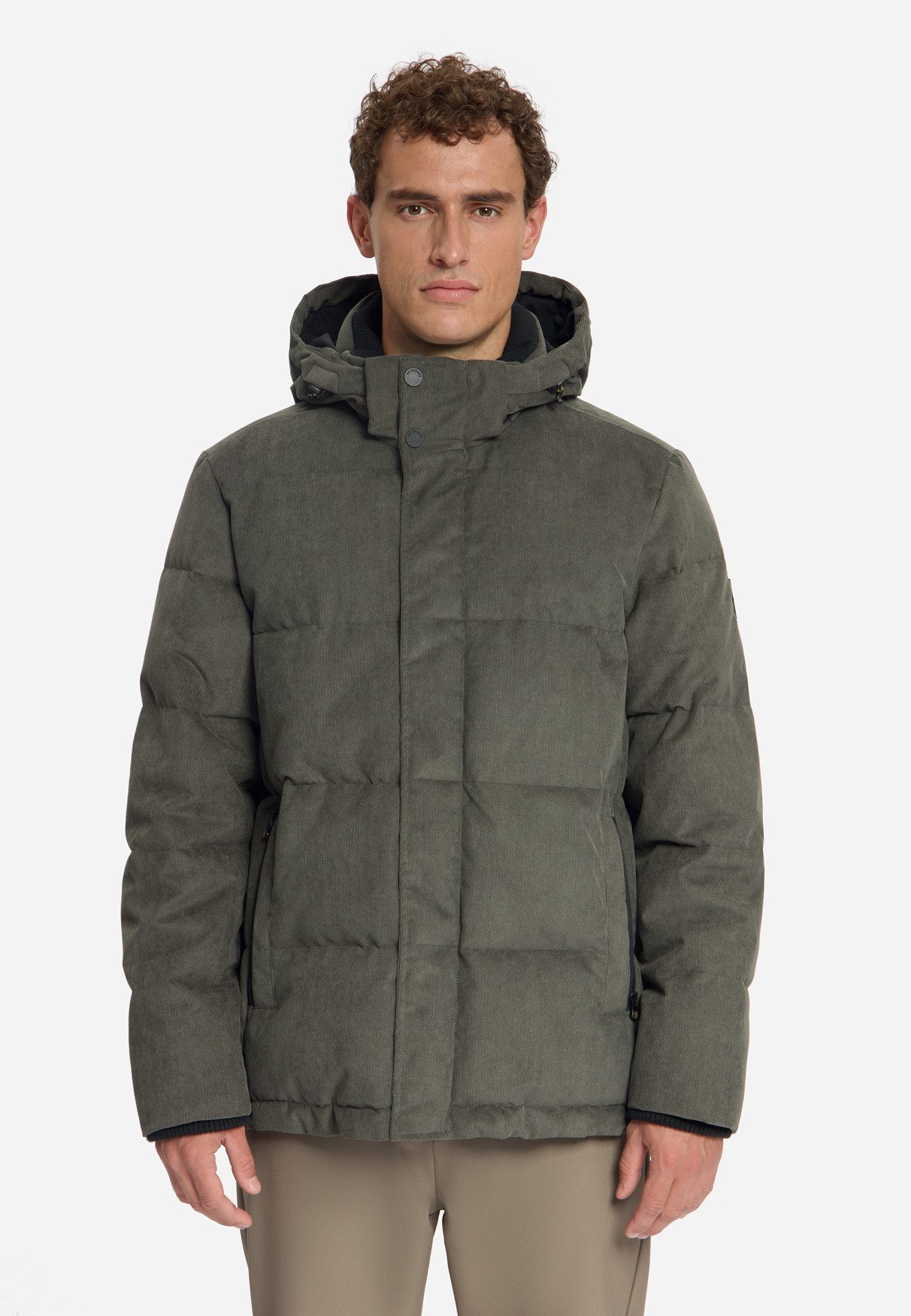 NO EXCESS Cordjacke - Modische Steppjacke in Cordoptik mit Kapuze für Herren