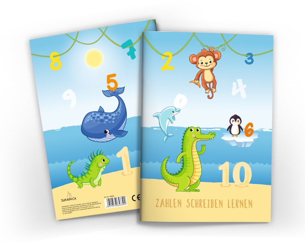 JUNAPACK Schulheft Vorschule Übungsheft Zahlen schreiben Lernen für Vorschulkinder, Vorschulheft Übungsheft zum Zahlen lernen für Kinder