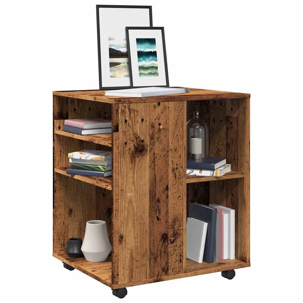 vidaXL Rollcontainer Rollschrank Altholz-Optik 60x53x72 cm Holzwerkstoff, (1 St)