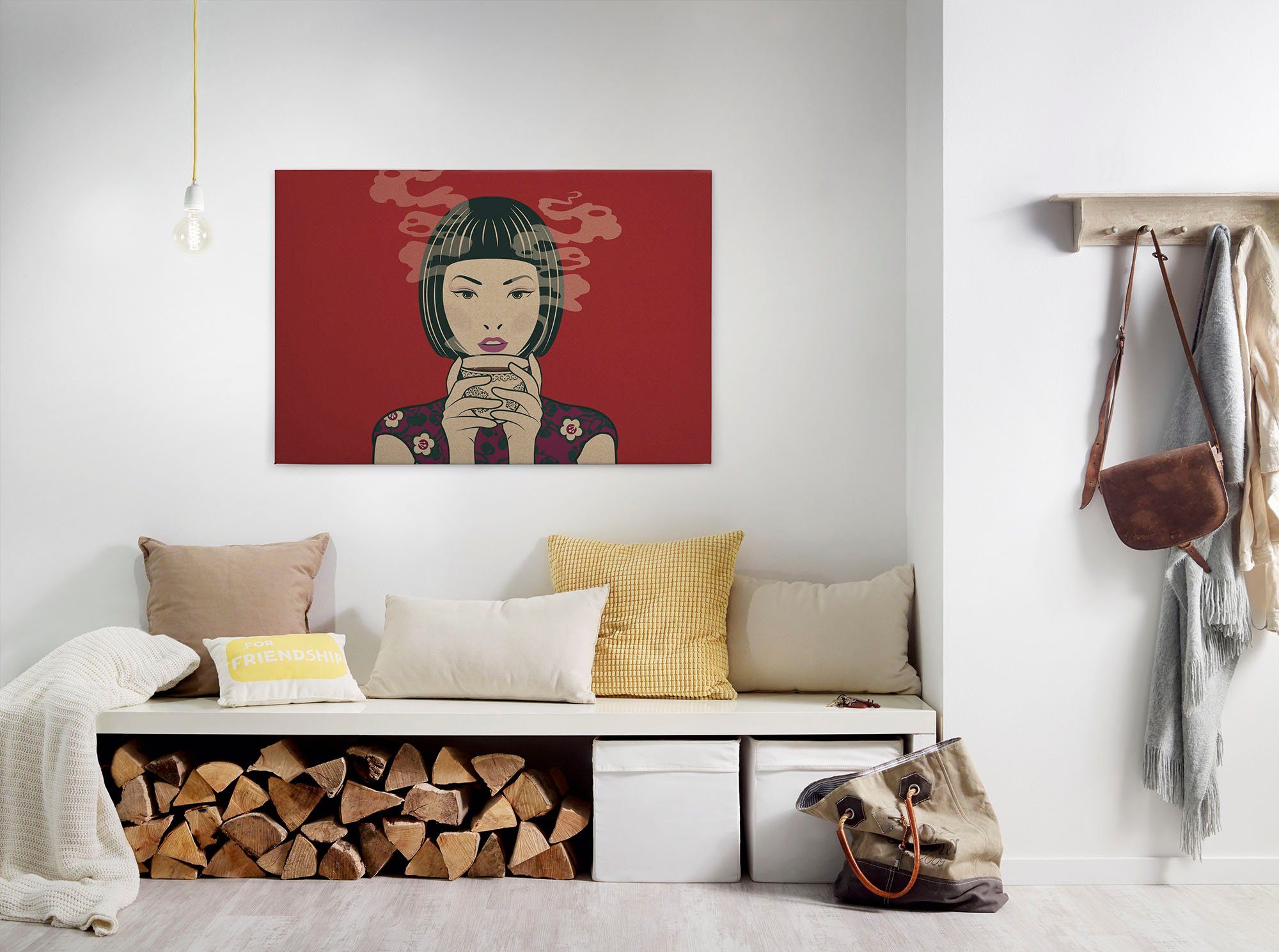 A.S. Création Leinwandbild akari, Gemälde, Kinder, Kunst (1 St), Keilrahmen Bild Asiatisch Frau Leinwand-Bild Wohnzimmer modern Kinder