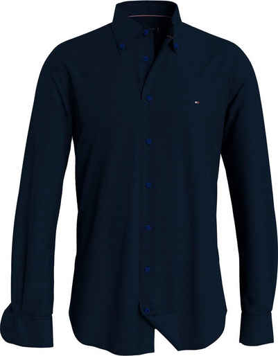 Tommy Hilfiger TAILORED Businesshemd CL KNITTED PIQUE SOLID RF SHIRT mit Tommy Hilfiger Logostickerei
