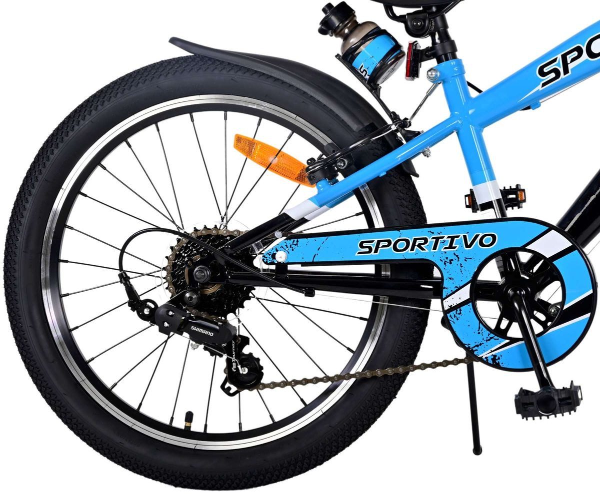 Volare Kinderfahrrad 20 Zoll Kinder Fahrrad Kinderfahrrad Rad Bike 7 Gang Sportivo Bl 22112, 7 Gang Shimano, Kettenschaltung, Seitenständer, Schutzbleche, Trinkflasche, Klingel