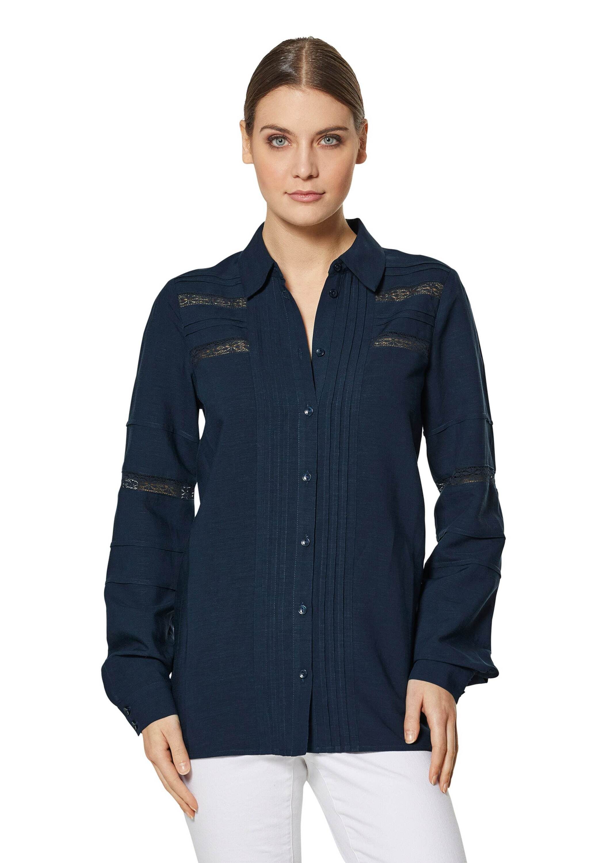 MADELEINE Hemdbluse Langes Hemd mit Leinen-Anteil