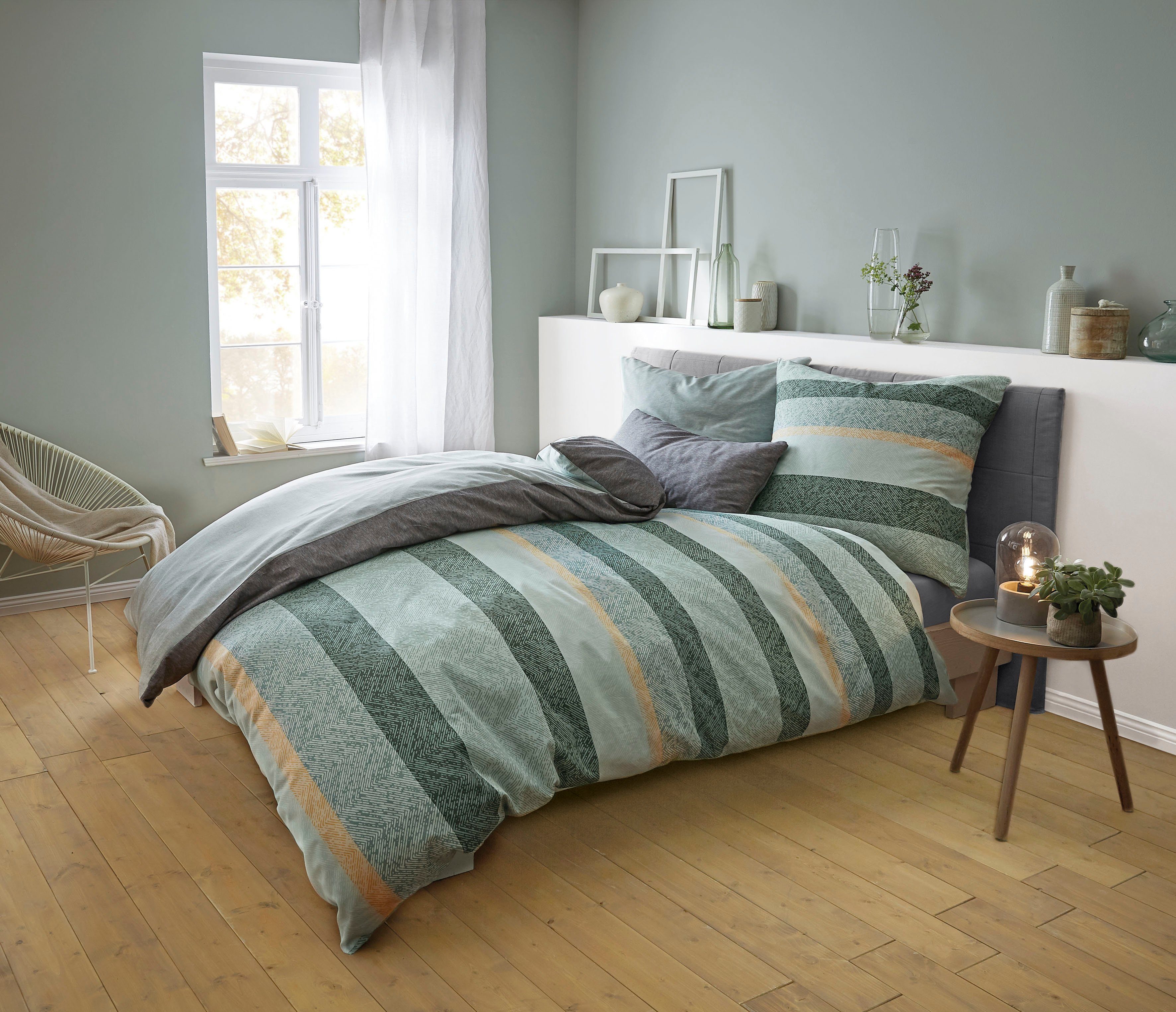 Kleine Wolke Wendebettwäsche Gwen, Mako-Satin, 2 teilig, mit Streifen