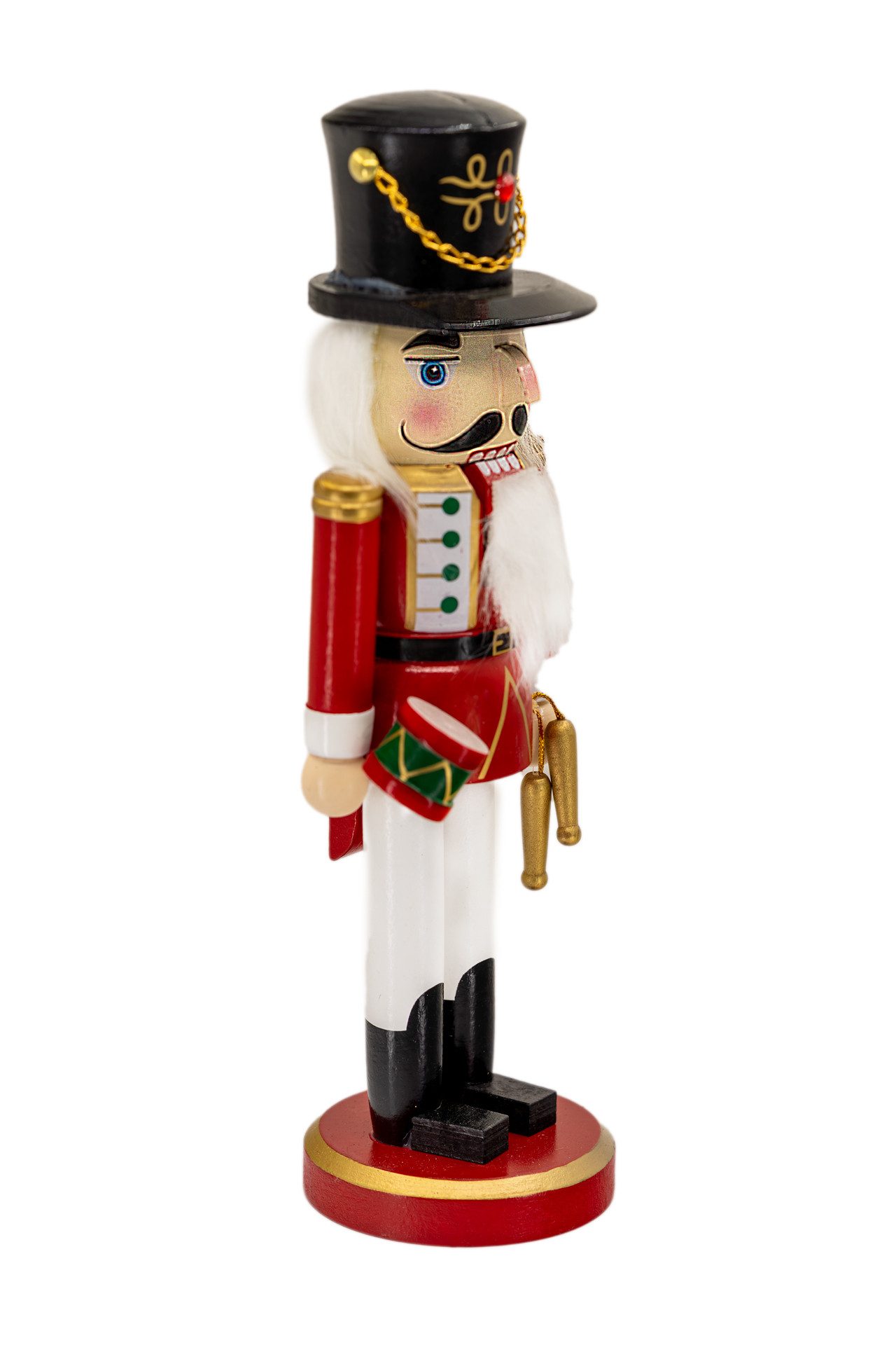 Kaladia Nussknacker Trommler Rot/Weiß - ca. 26 cm - als Dekoration für jeden Raum, nostalgische Dekofigur für Sammler, Winterfans und Festtagsbegeisterte