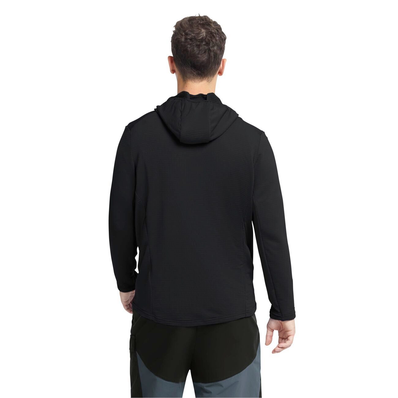 Jack Wolfskin Fleecejacke Litestride Hooded Full Zip (mit Kapuze, elastisches Material) schwarz