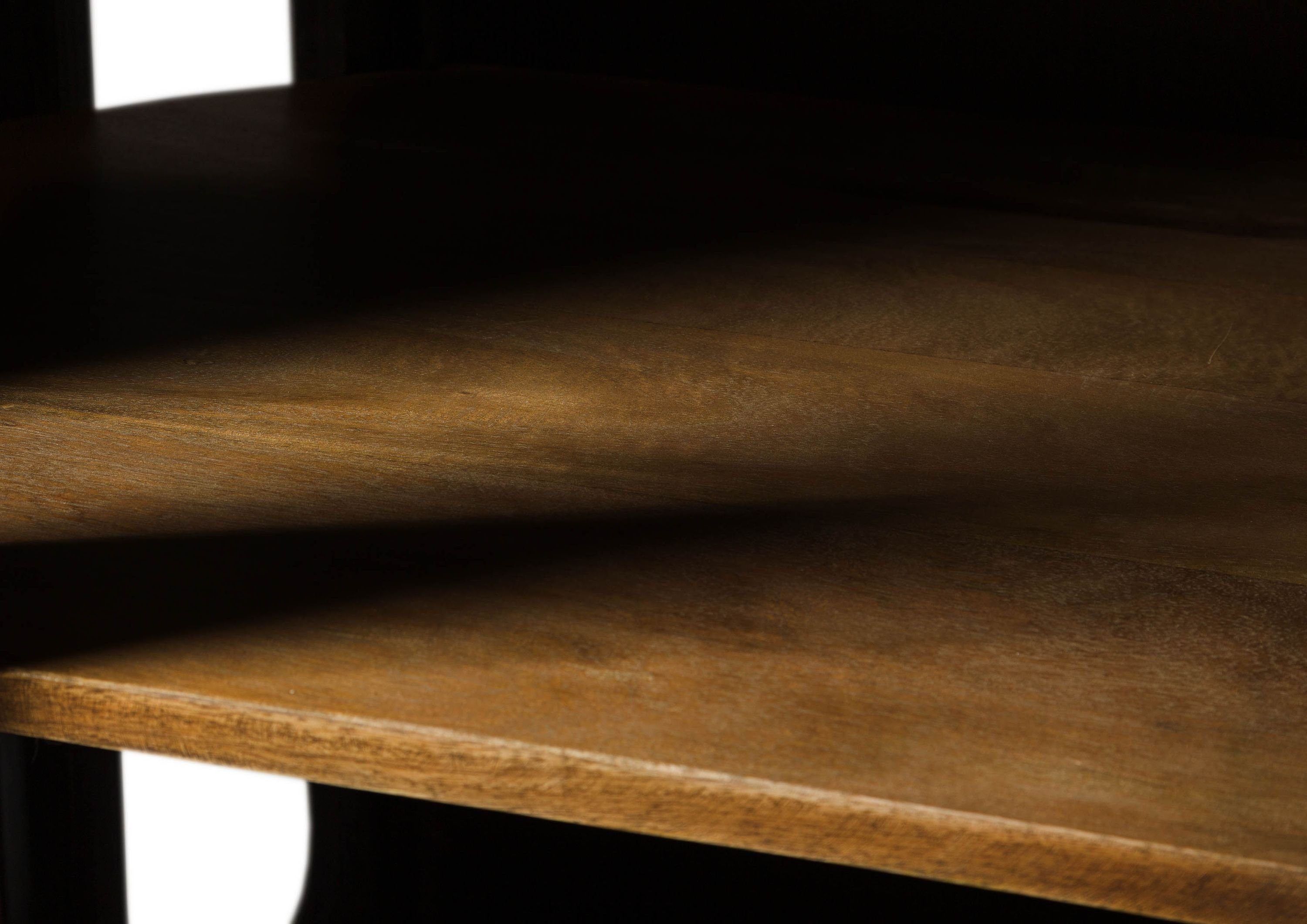 Massivmoebel24 Standvitrine RAILWAY (Vitrine Mango 76x60x120 braun lackiert RAILWAY #430) Vitrine Mango 76x60x120 braun lackiert RAILWAY #430