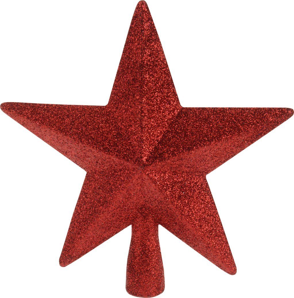 Spetebo Christbaumspitze Weihnachtsbaum Spitze 19 cm - Farbe: Rot (1-tlg), glitzer